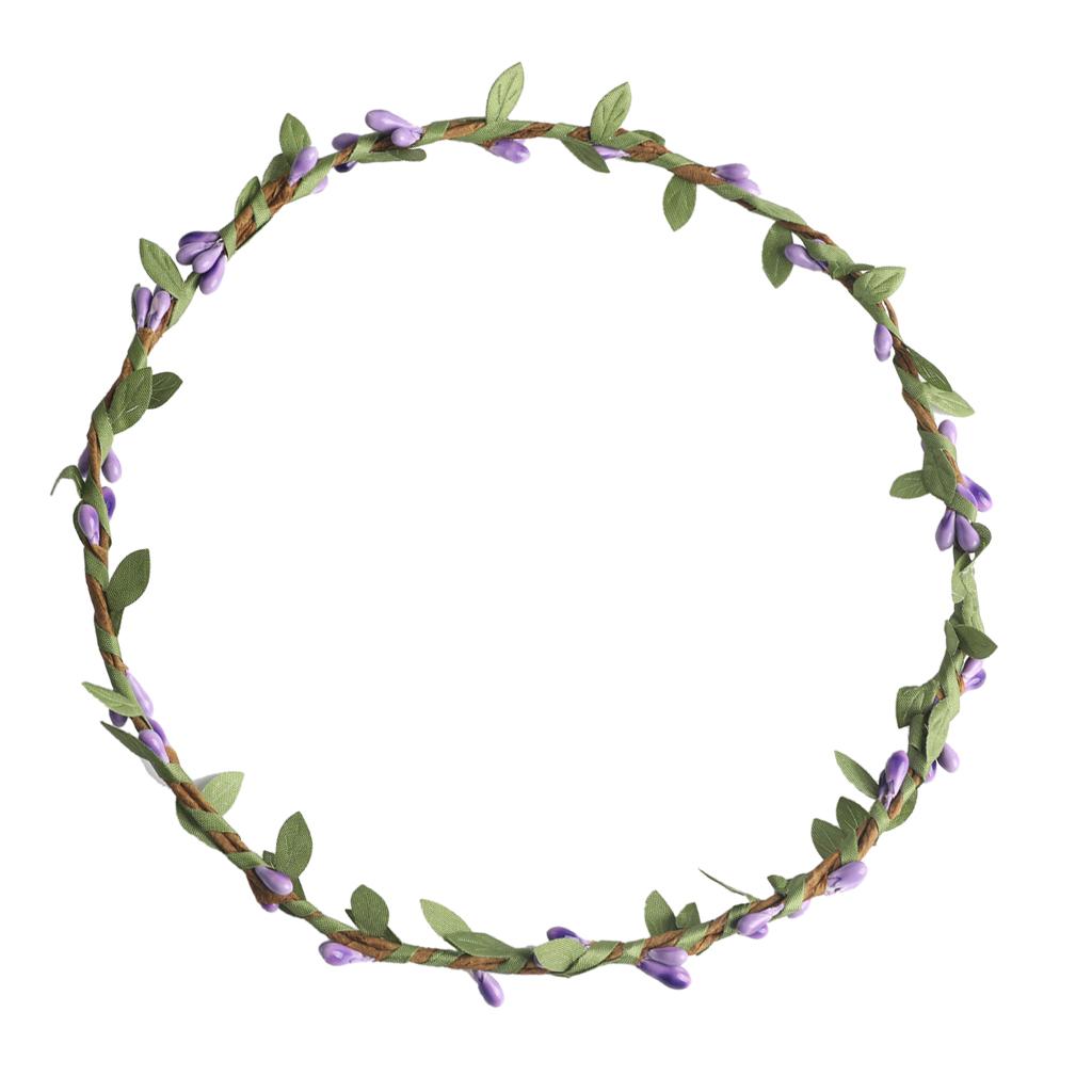 Bohemian Flower Leaves Garland Forehead Hair Band Beach Wreath  Purple