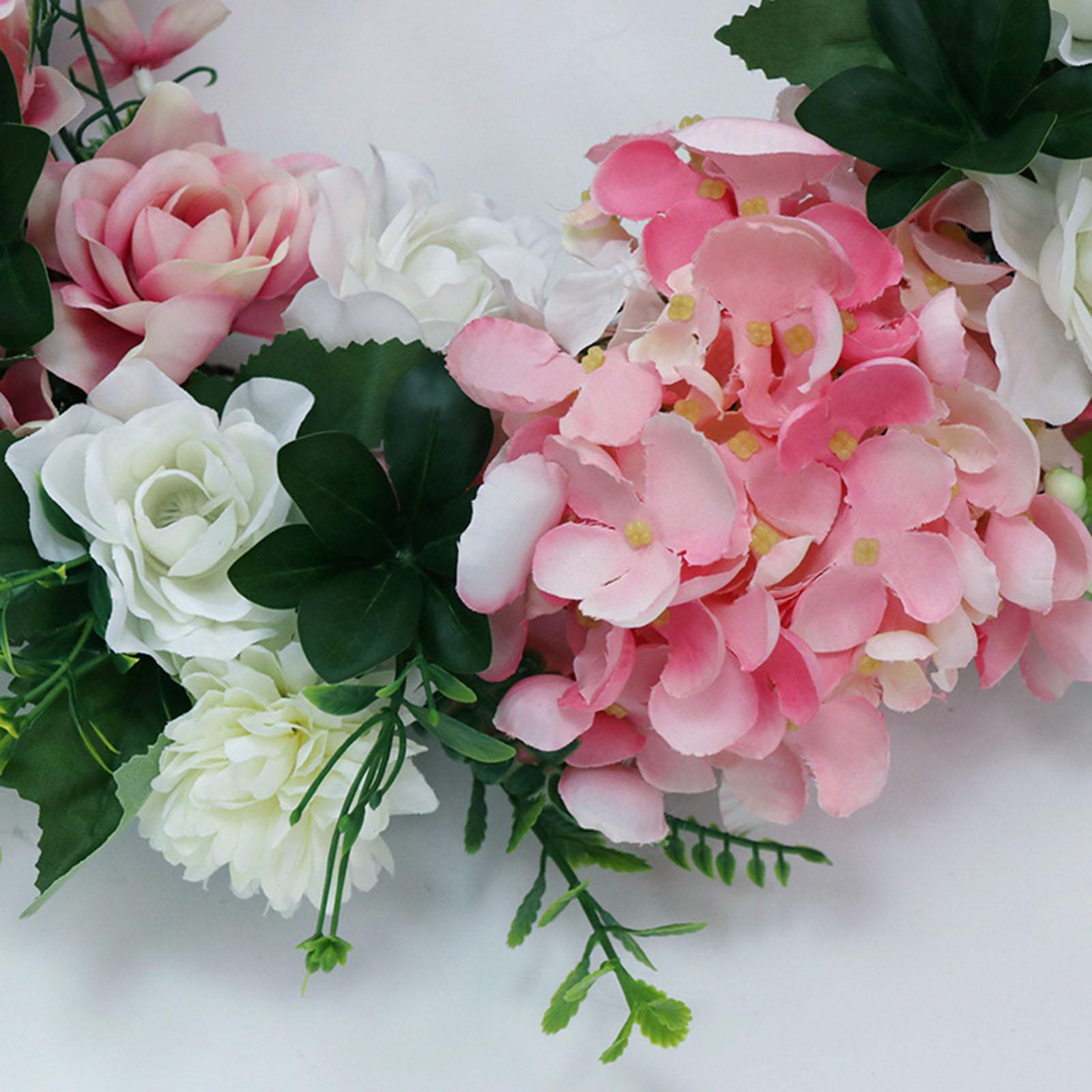 Artificial Gardenia Wreath Wedding Garland for Front Door Thanksgiving Pink