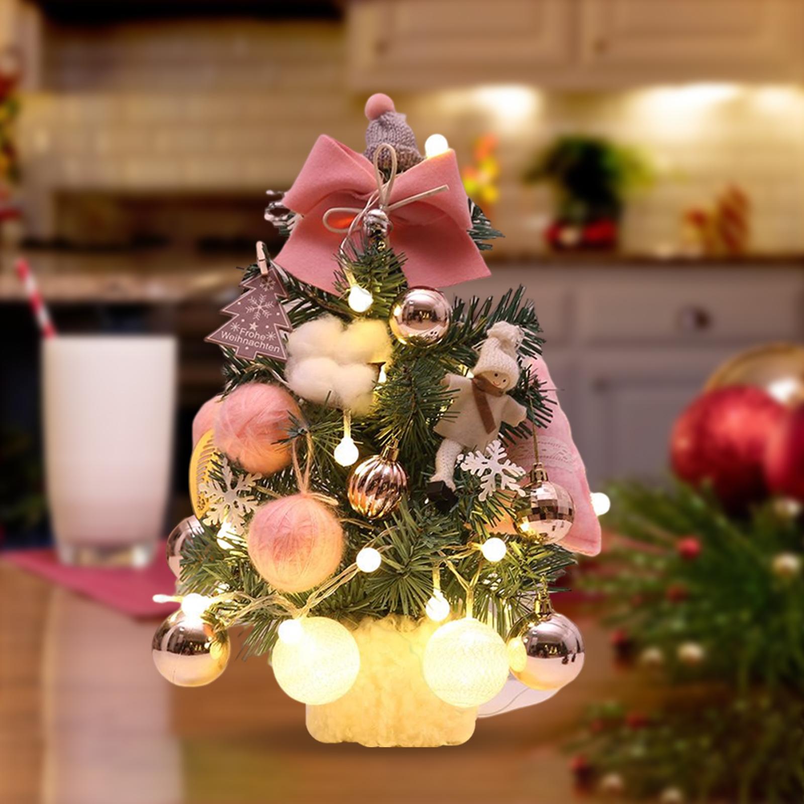 Artificial Christmas Tree Ornaments Small Tabletop for Holiday Home Xmas Pink