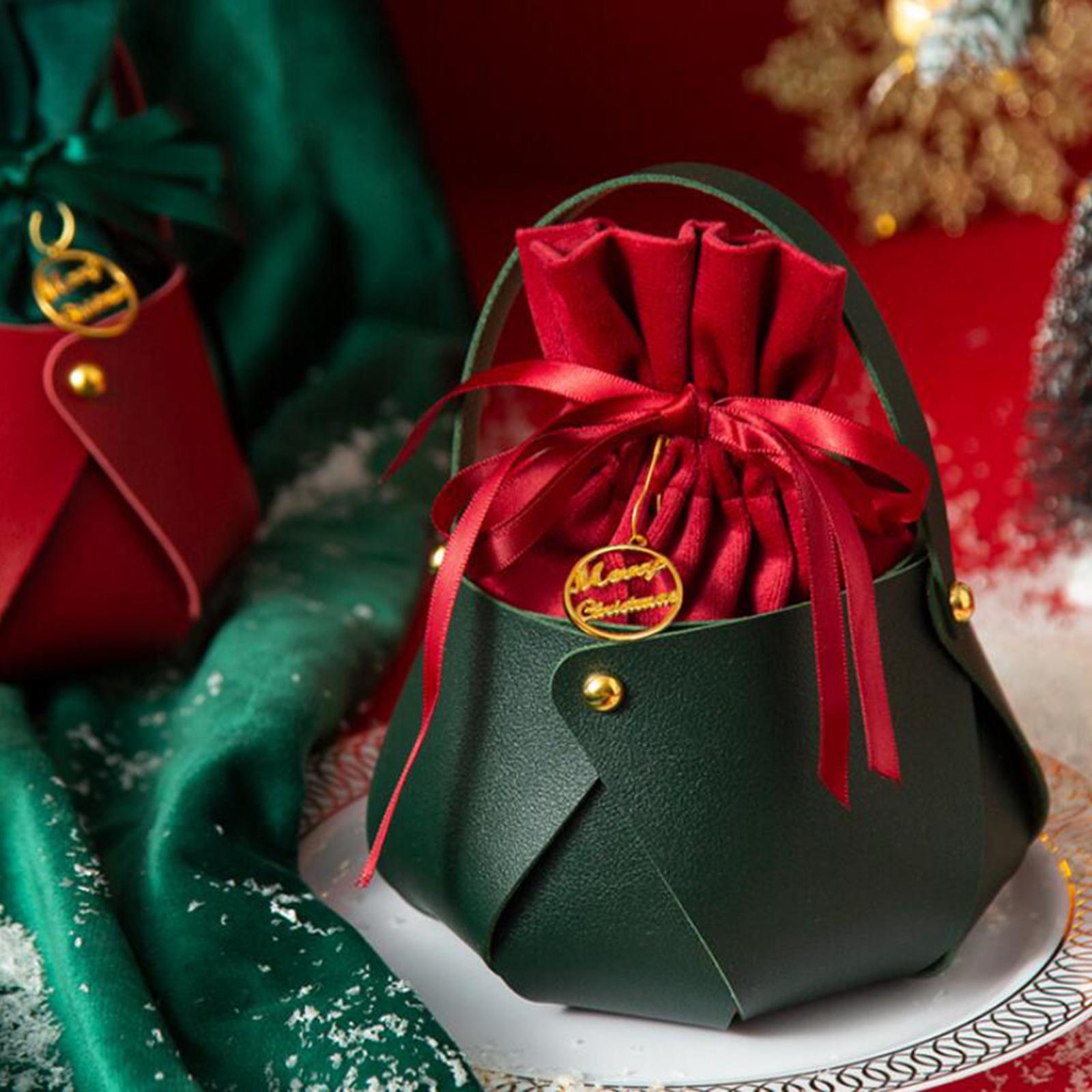 Candy Bag Santa Velvet Gift Bags for Holiday christmas Tree Green