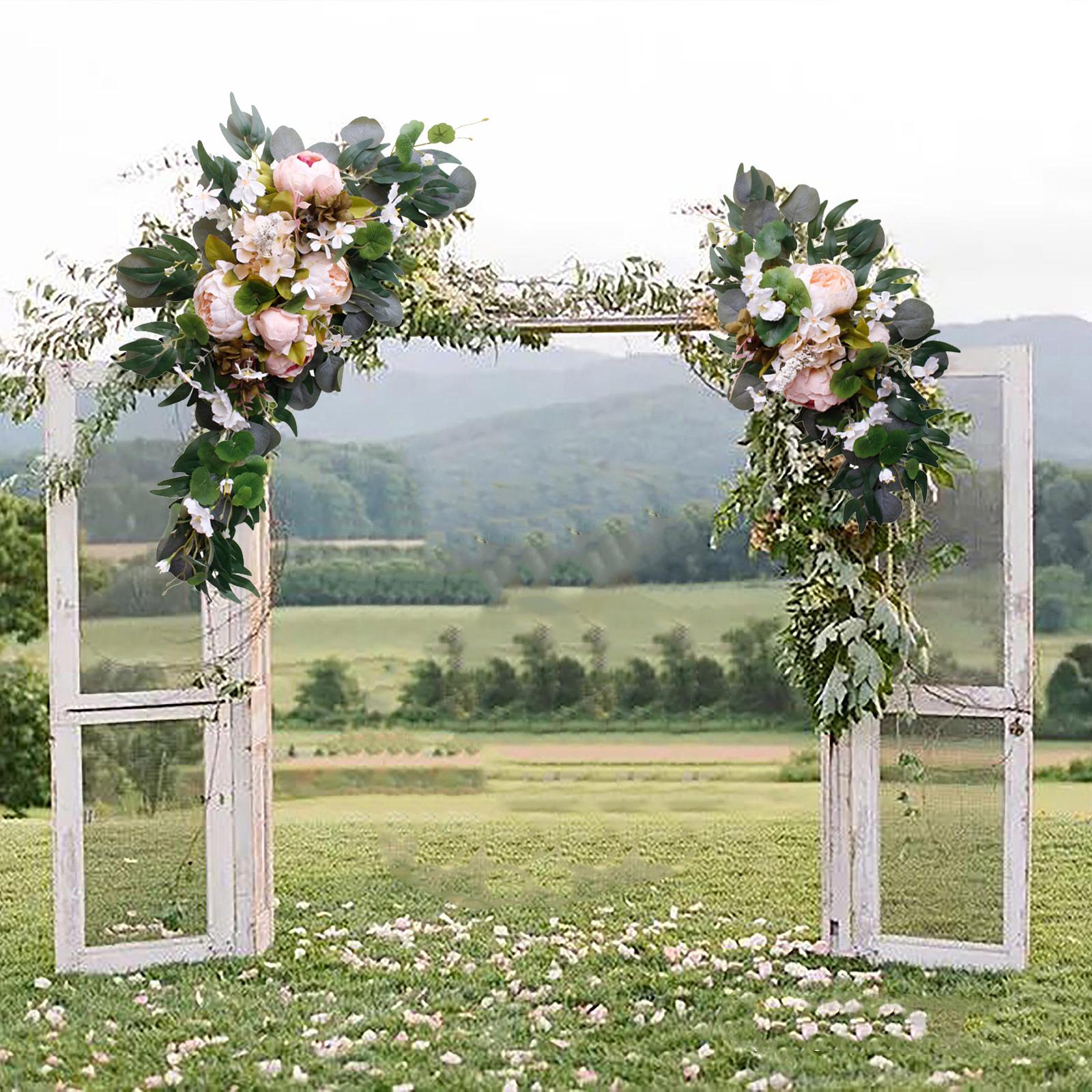 Artificial Wedding Arch Flowers Set Silk Peony Flower Swag Handmade Garlands Pink