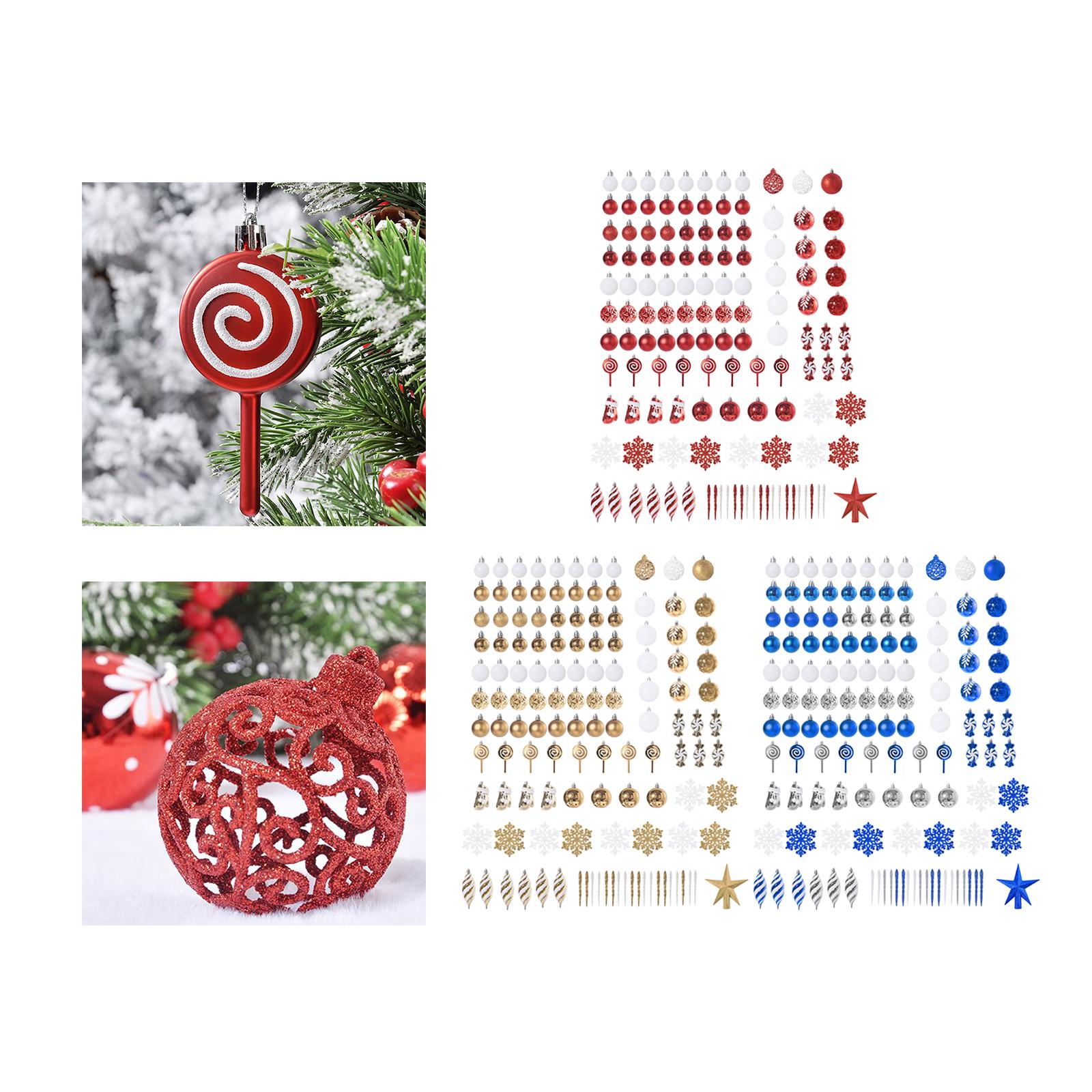 130x Christmas Tree Hanging Ornaments for Celebration Wedding Party Birthday Red