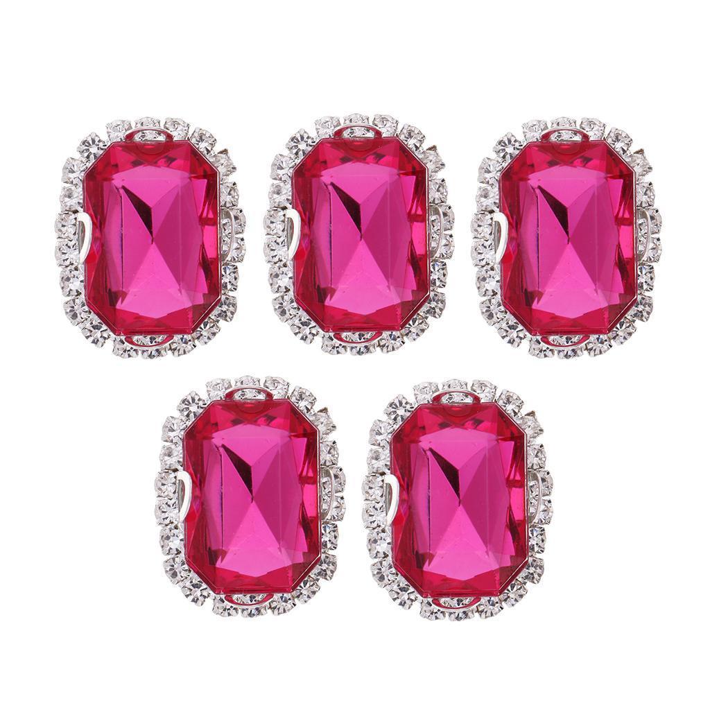 5 Pieces Flatback Rhinestone Button DIY Garment Embellishments  Rosy