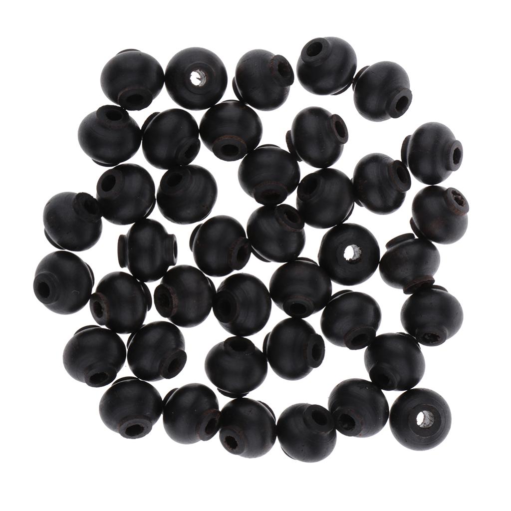 40pcs lantern shape wooden loose spacer beads for bracelets DIY  Black 