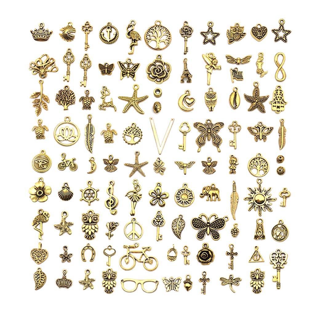 100Pcs Animals Mixed Charms Pendants DIY for Jewelry Making and Crafting