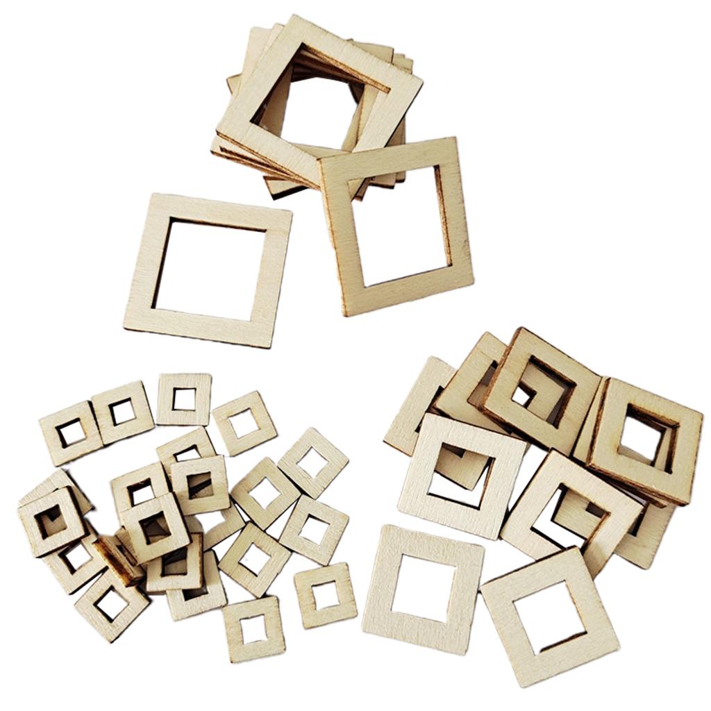 100Pieces Bulk Unfinished Wooden Pieces Crafts Square