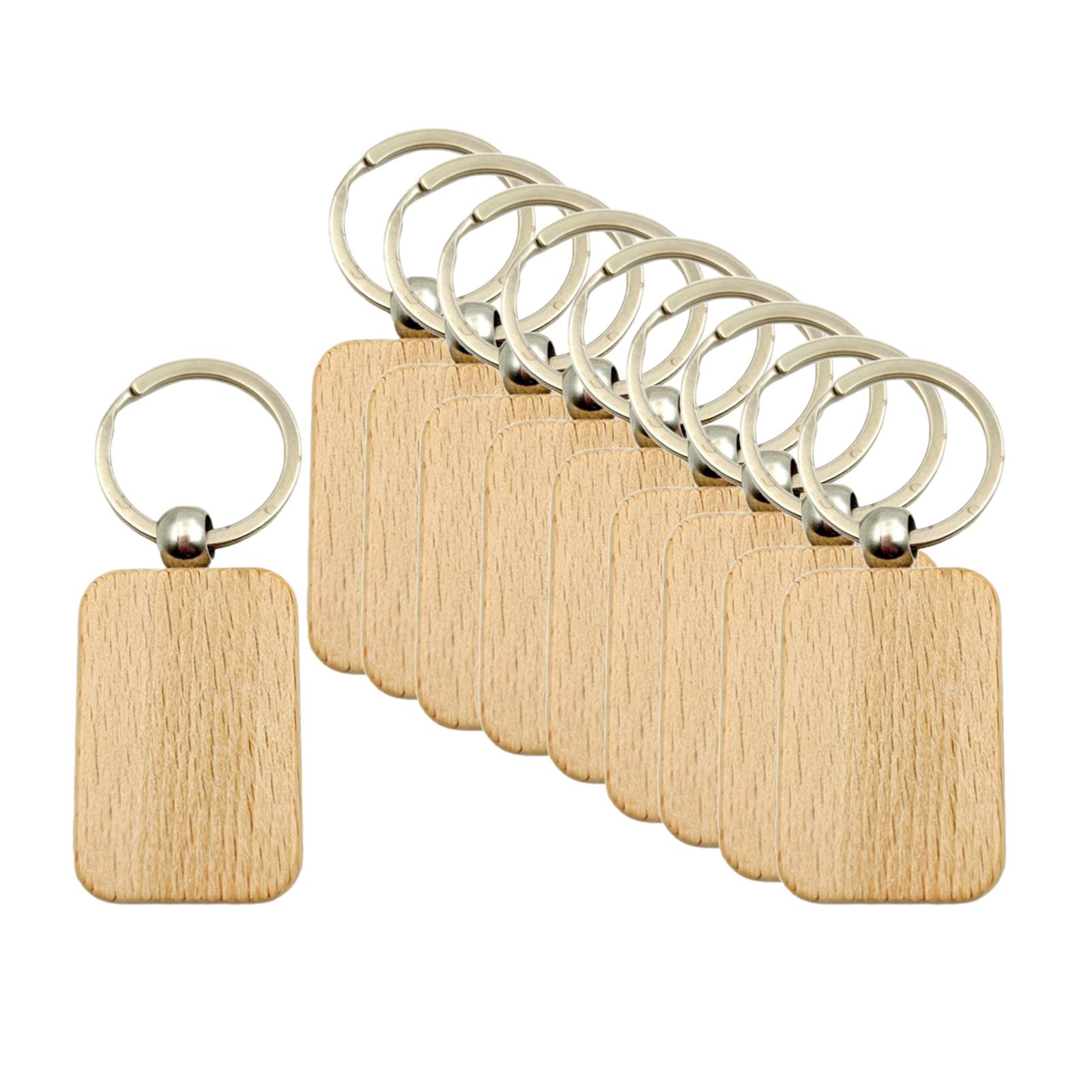 10Pcs Blanks Wooden Key Chain DIY Keychains Keyring Style D 30x45mm