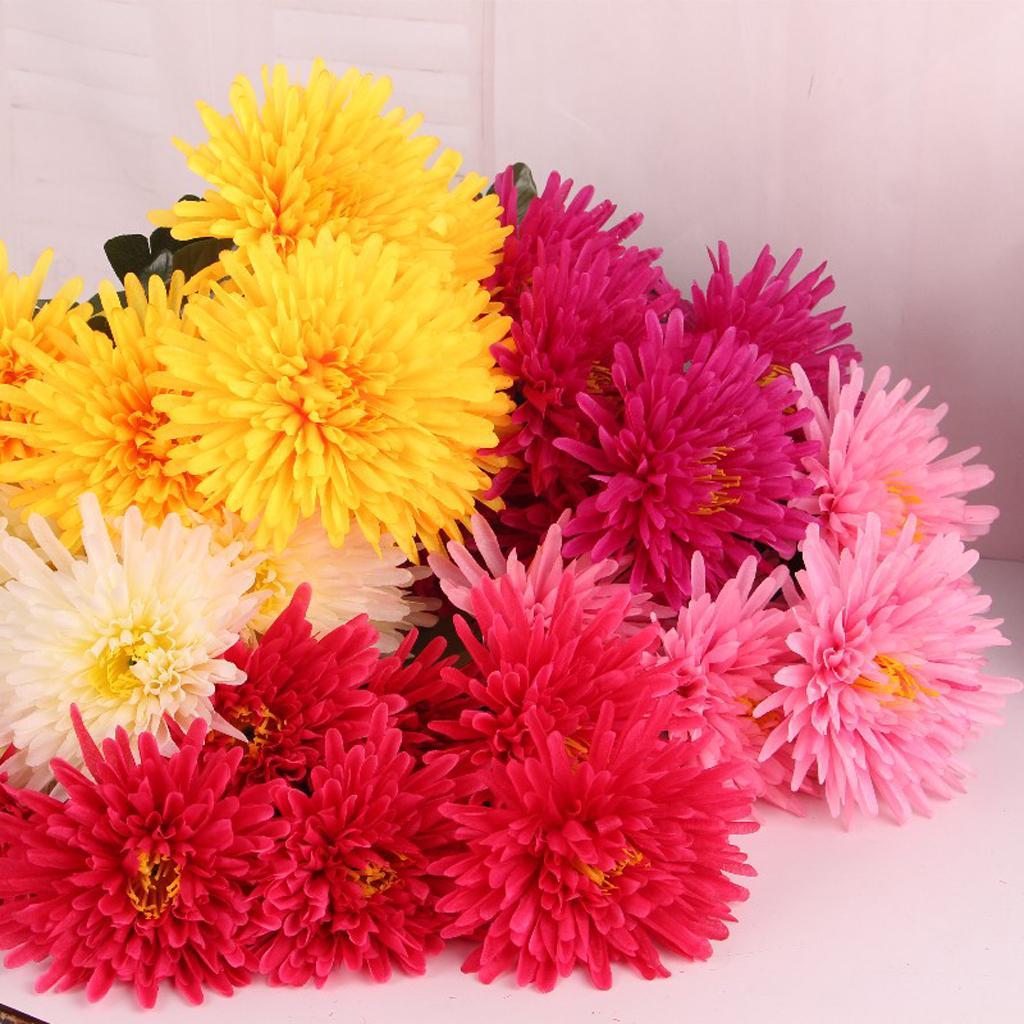Silk Artificial Flower Chrysanthemums Bouquet Memorial Garden Floral