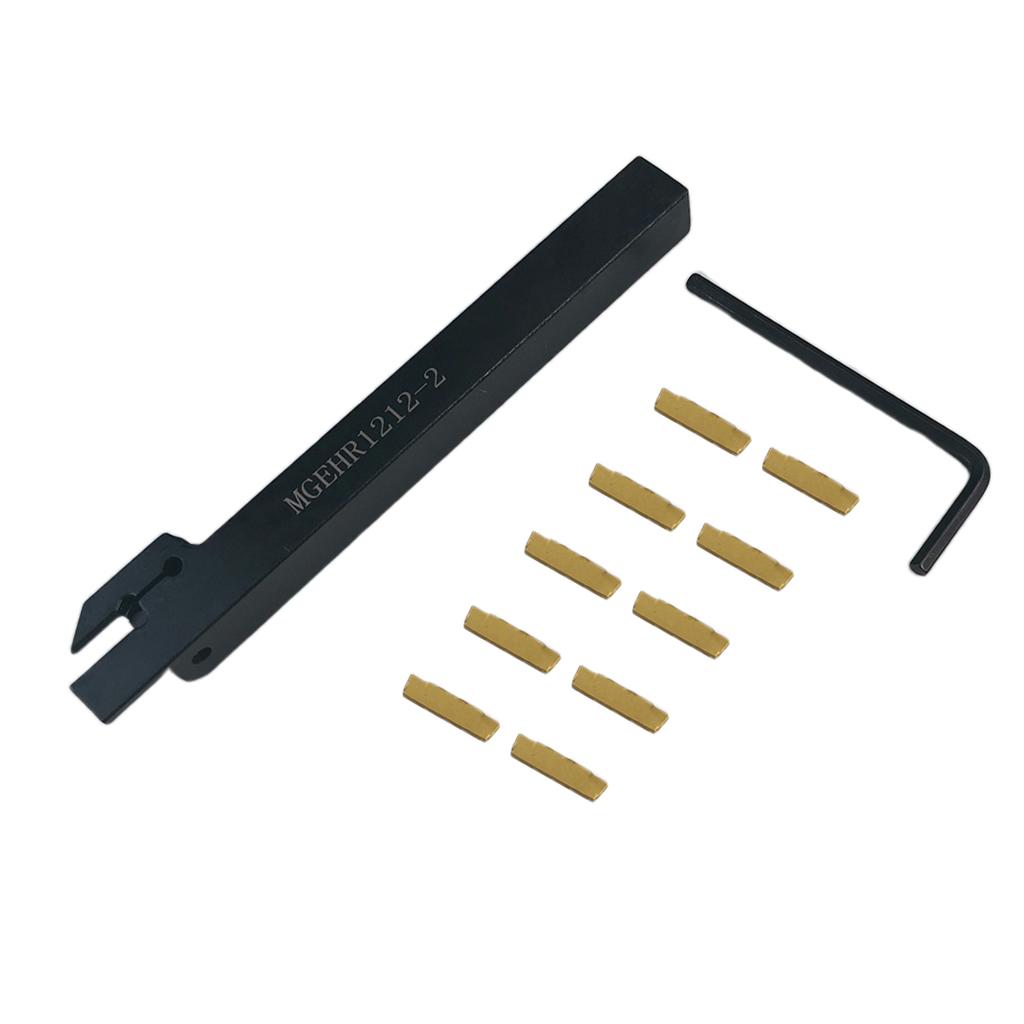 10Pcs MGMN200 Inserts MGEHR1212-2 Lathe Grooving Tool Holder Cut-Off Wrench