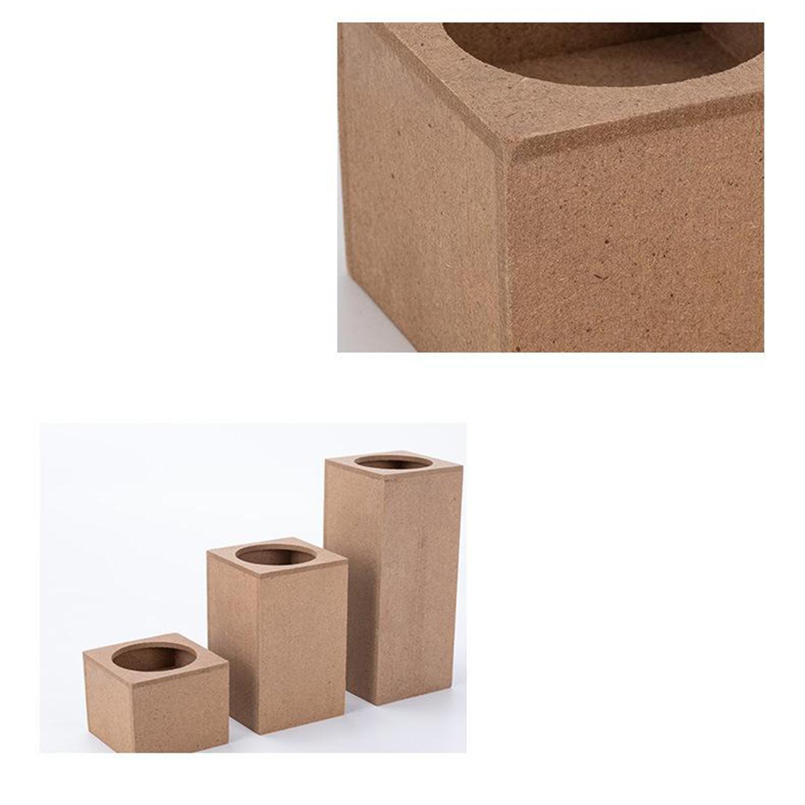 Pack of 3 Wooden Tealight Candle Holder Succulent Planter Square Hole