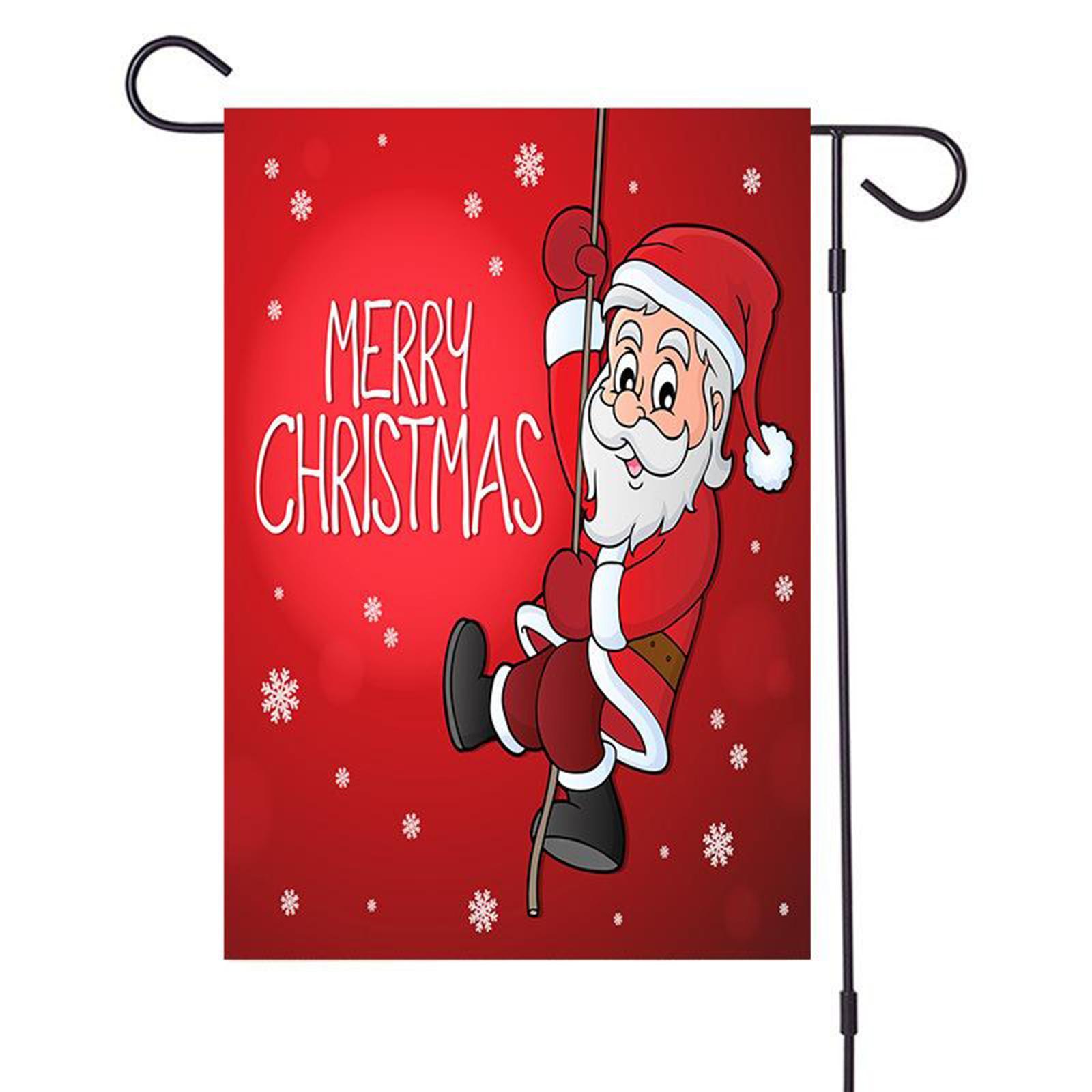 Outside Garden Yard Lawn Banner Flag Christmas Santa Flag Swing Santa