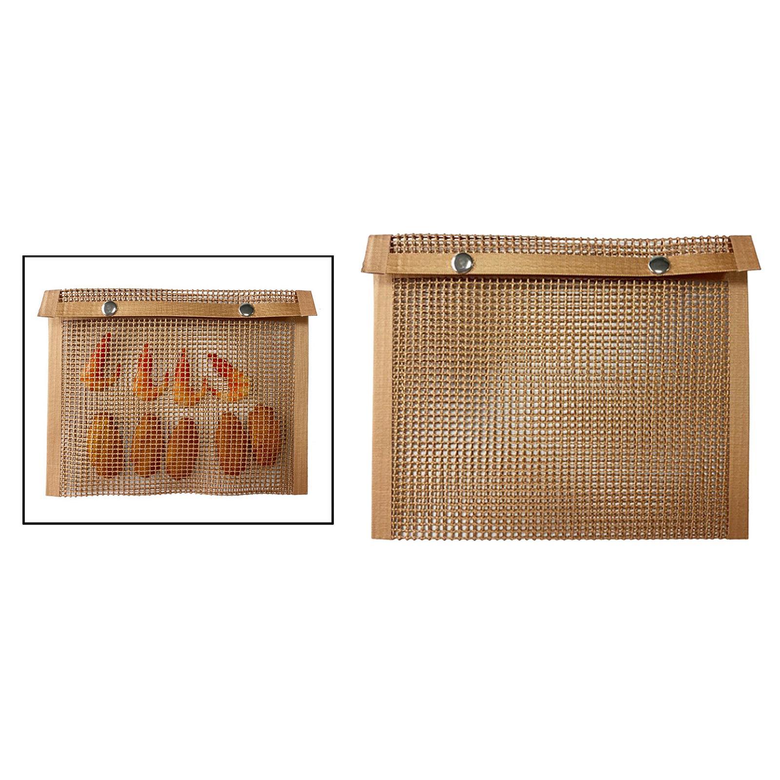 Heat Resistance BBQ Grill Mesh Bag Non-Stick Barbecue Baking Bag 24x14cm