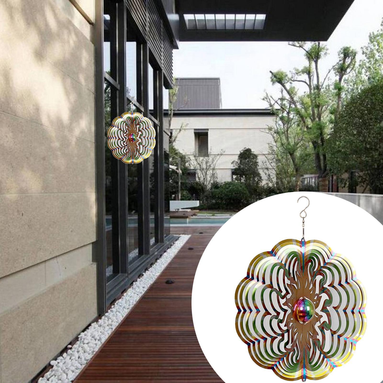 Wind Spinners with Stable Stake Garden Spinner Reflective Painting  Style7