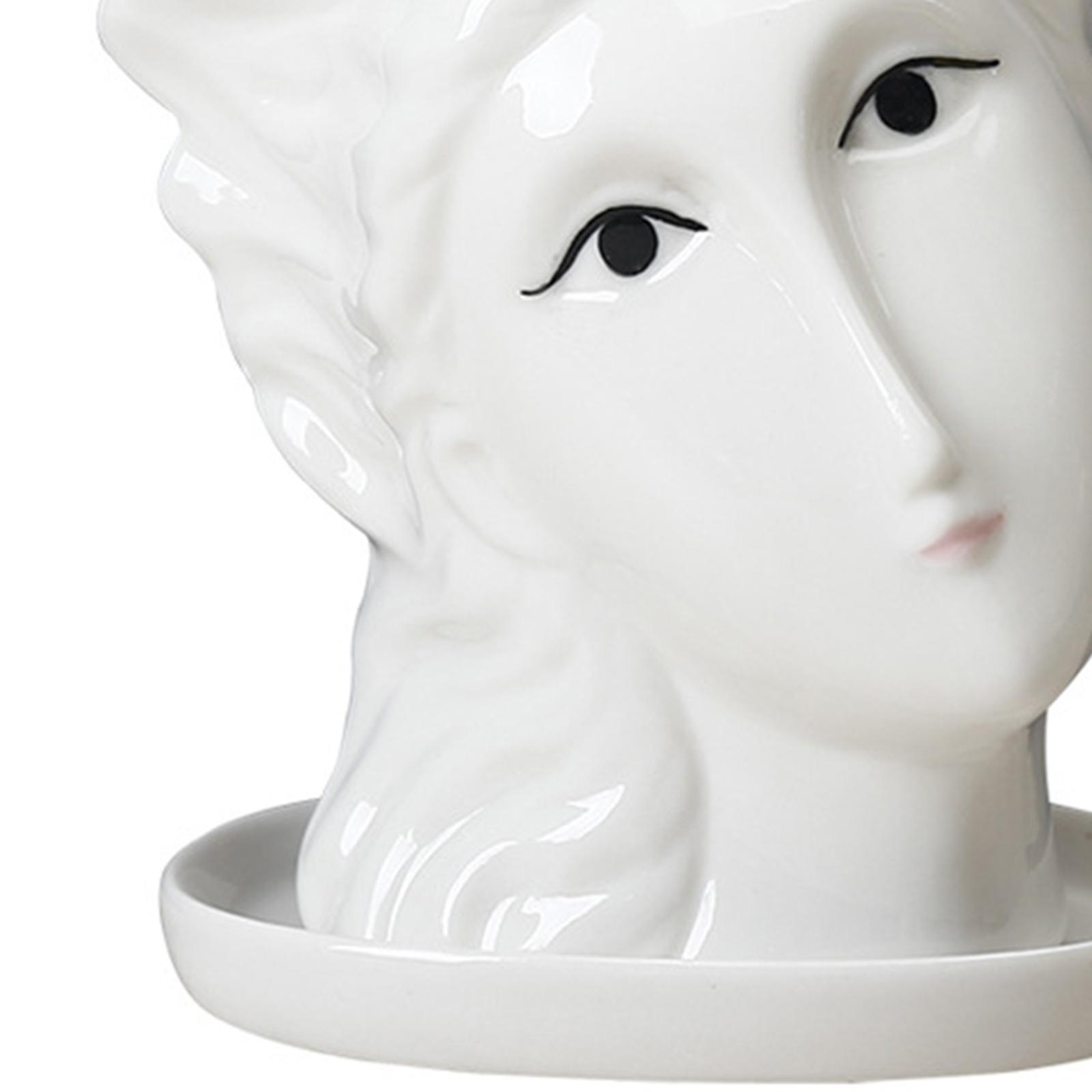 Face Head Statue Planter Garden Plant Pot Flowerpot Figure Ornament Girl