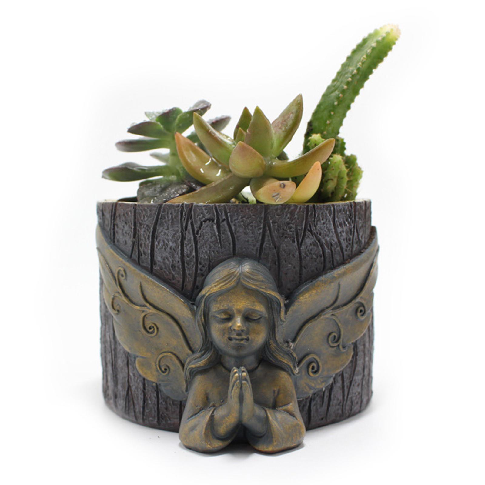 Praying Angel Portrait Flowerpot Aloe Succulent Pot Desktop Planter Vase Pot