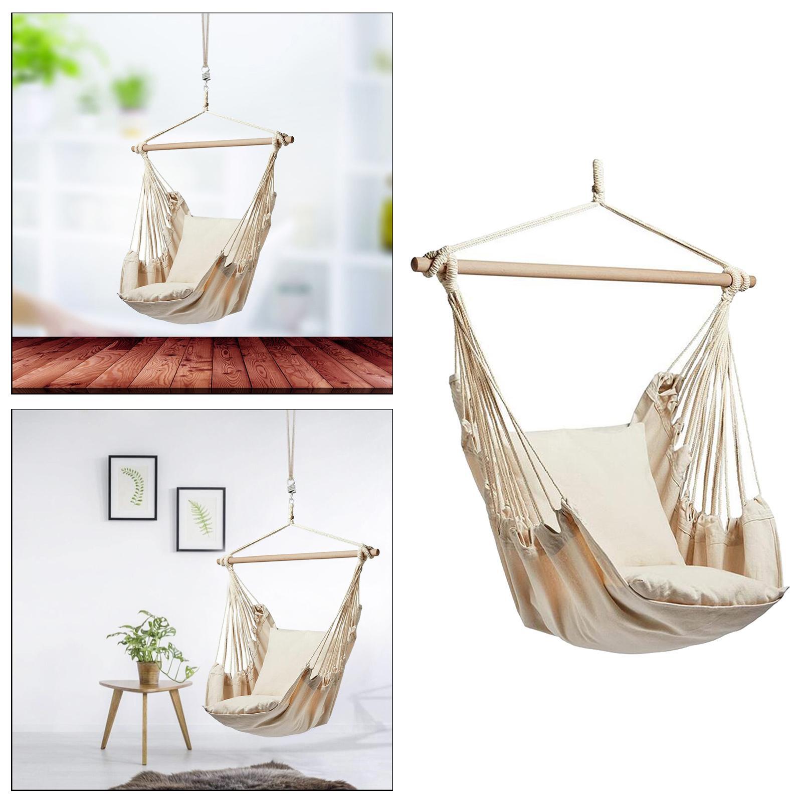 Hammock Chair Hanging Rope Swing Extra Large Comfort Durability white