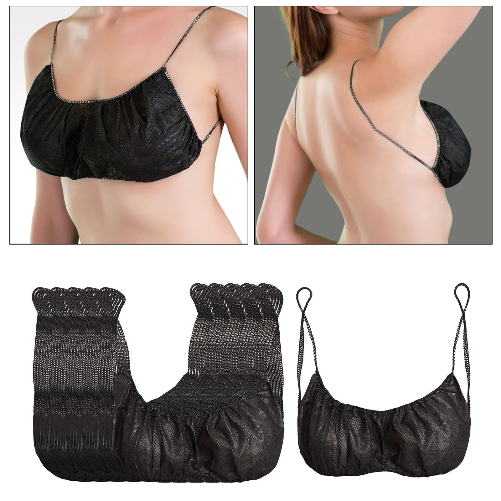 50Pieces Disposable Bras Top Underwear Brassieres for Spray Tanning Black