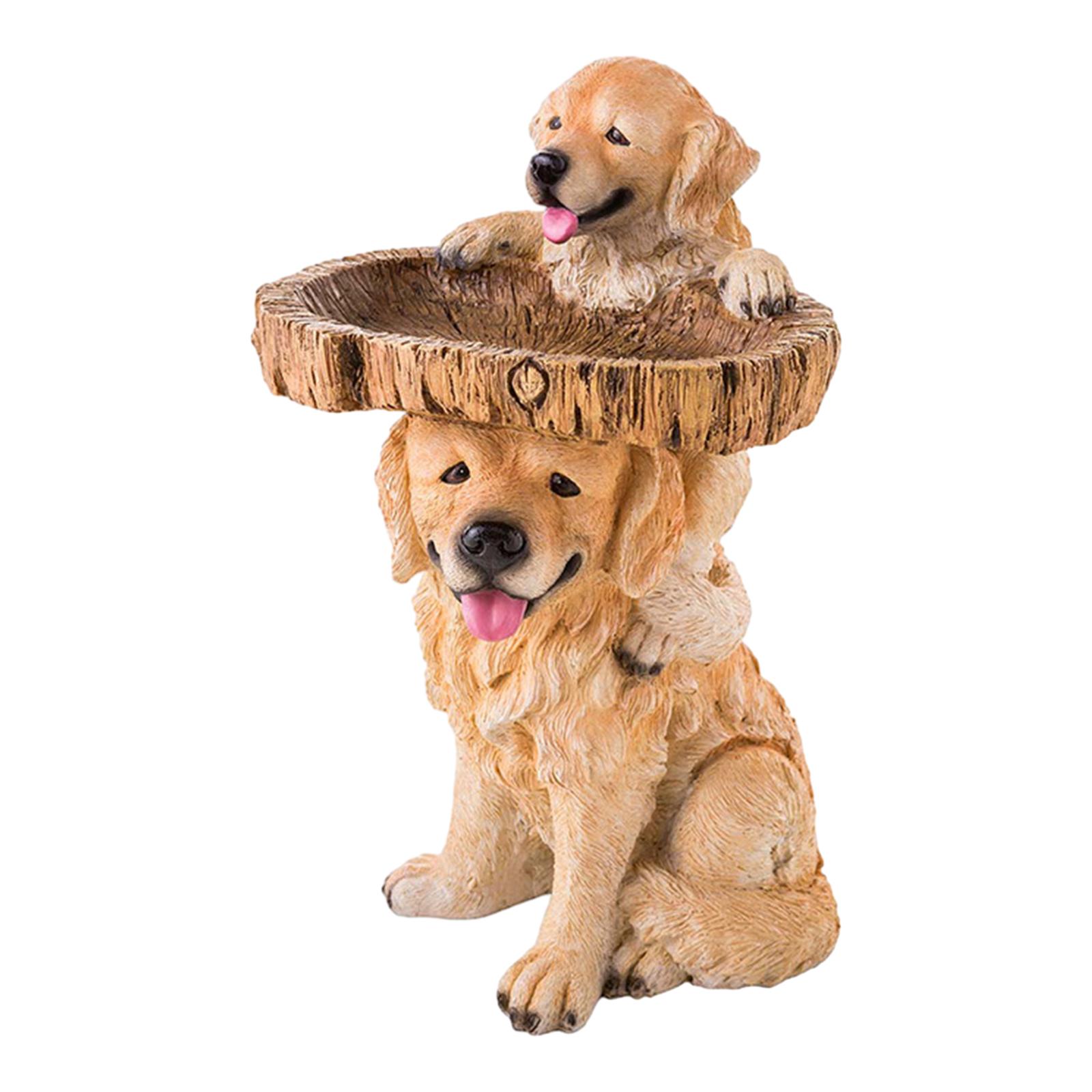 Resin Dog Statue Bird Bath Bowl