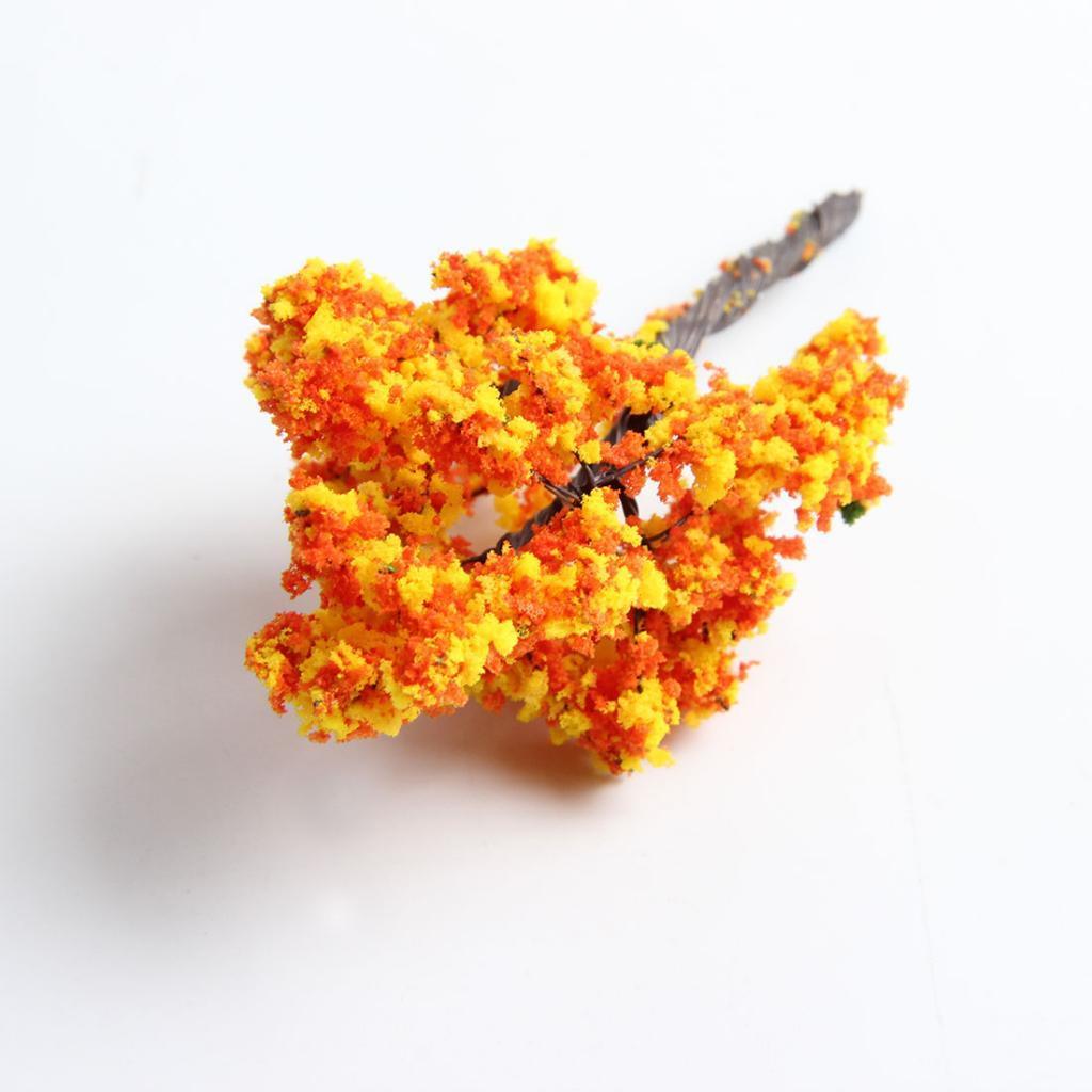 Iron Trees Model with Red Flower Tree Model Train Landscape Scenery 9cm