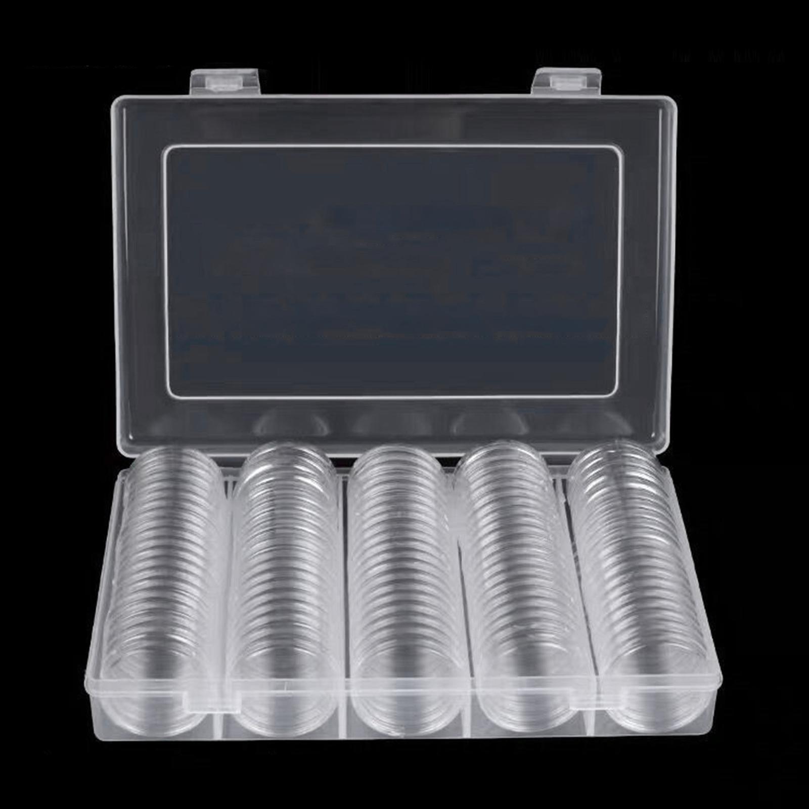 100Pcs Coin Capsules with Plastic Storage Organizer for Coin Collection