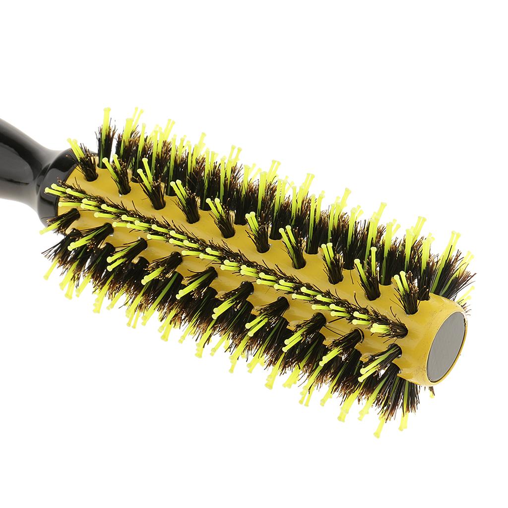 Nylon Bristle Round Hair Roller Brush Natural Wood Hairbrush Styling