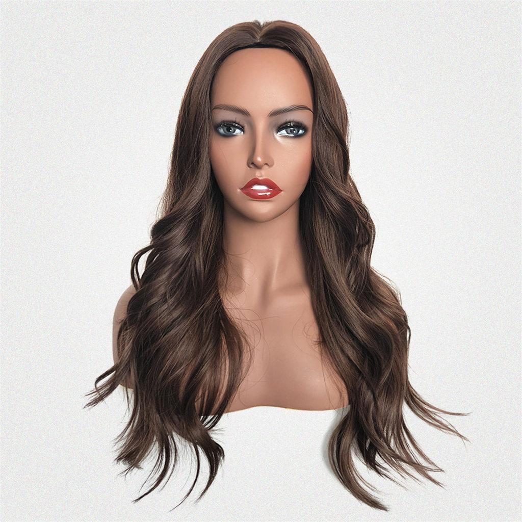 24 Inch Women Long Wavy Curly Middle Part Hairpieces Synthetic Daily Wigs 