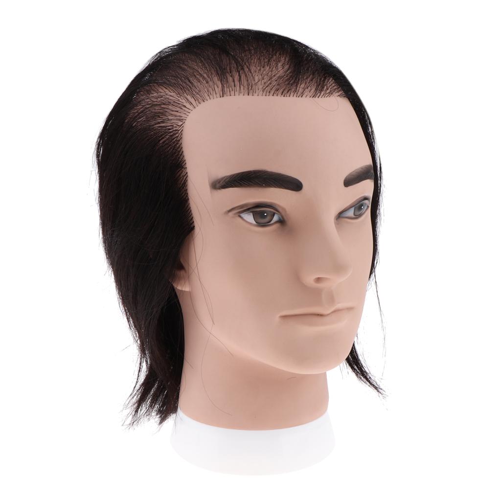 Human Hair Male Mannequin Head Hairdresser Salon Training Practice Head Bald