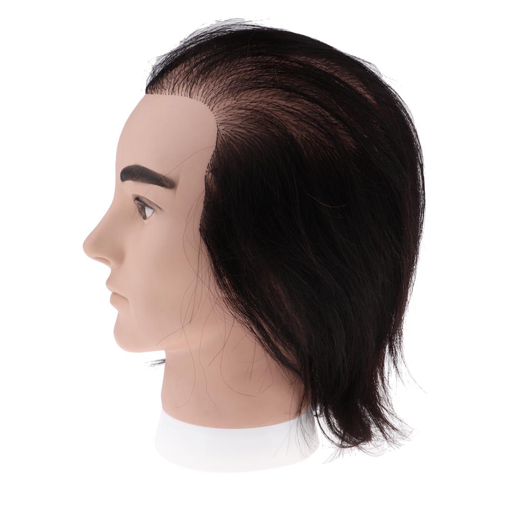 8'' Male Mannequin Head with Real Black Human Hair Barber 