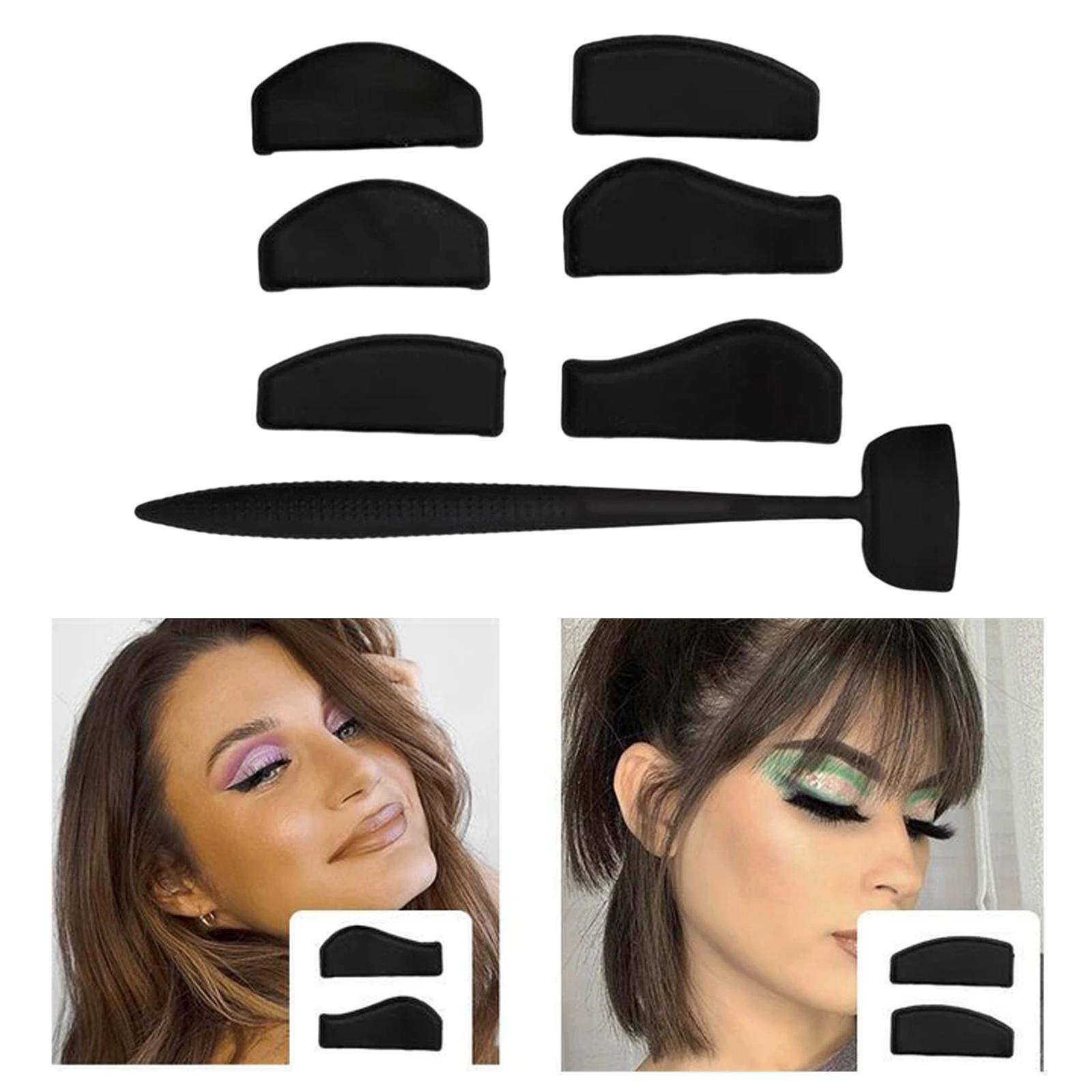 3xPortable 7Pcs Stamp  Line Kit Eyeshadow Fixer Stencil Tool Quick