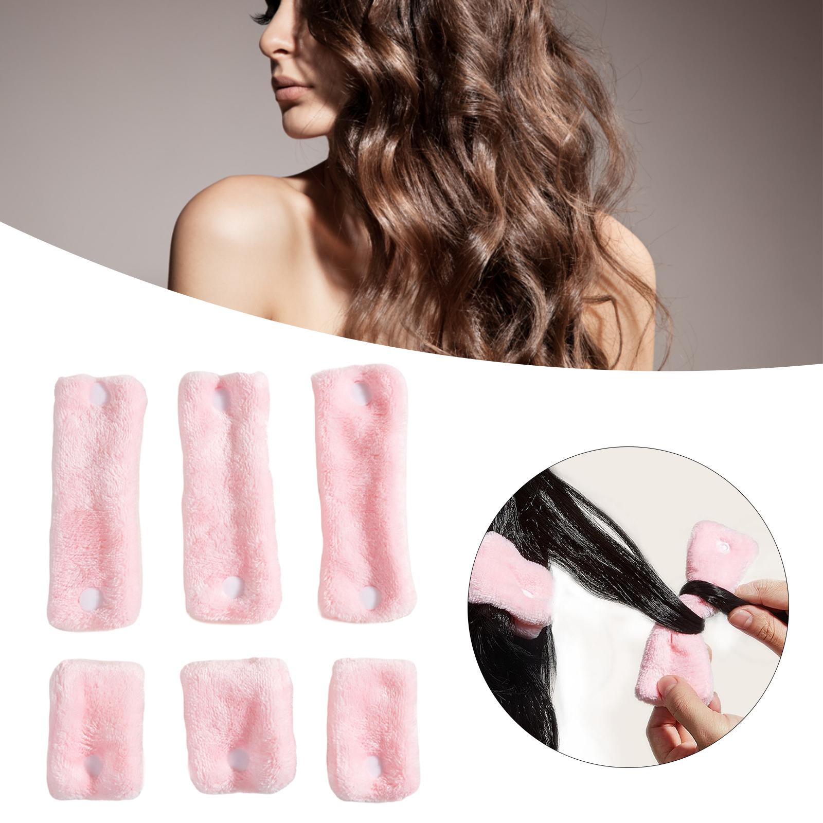 6Pcs/Set Hair Curlers Rollers Heatless Curling Sleep Styling Tools Pink