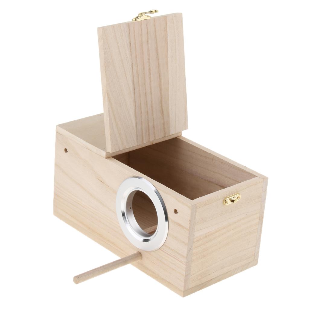 Small Pet Bird Parrot Hatching Breeding Box Nest House Toy Wooden Cage ...