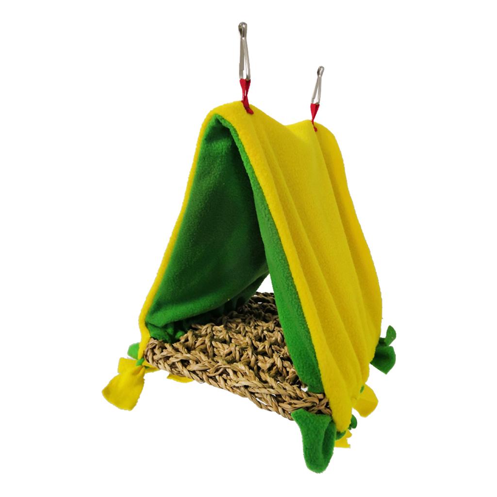 Bird Parrot Perch Tent Triangle Hammock Nest Bed Yellow