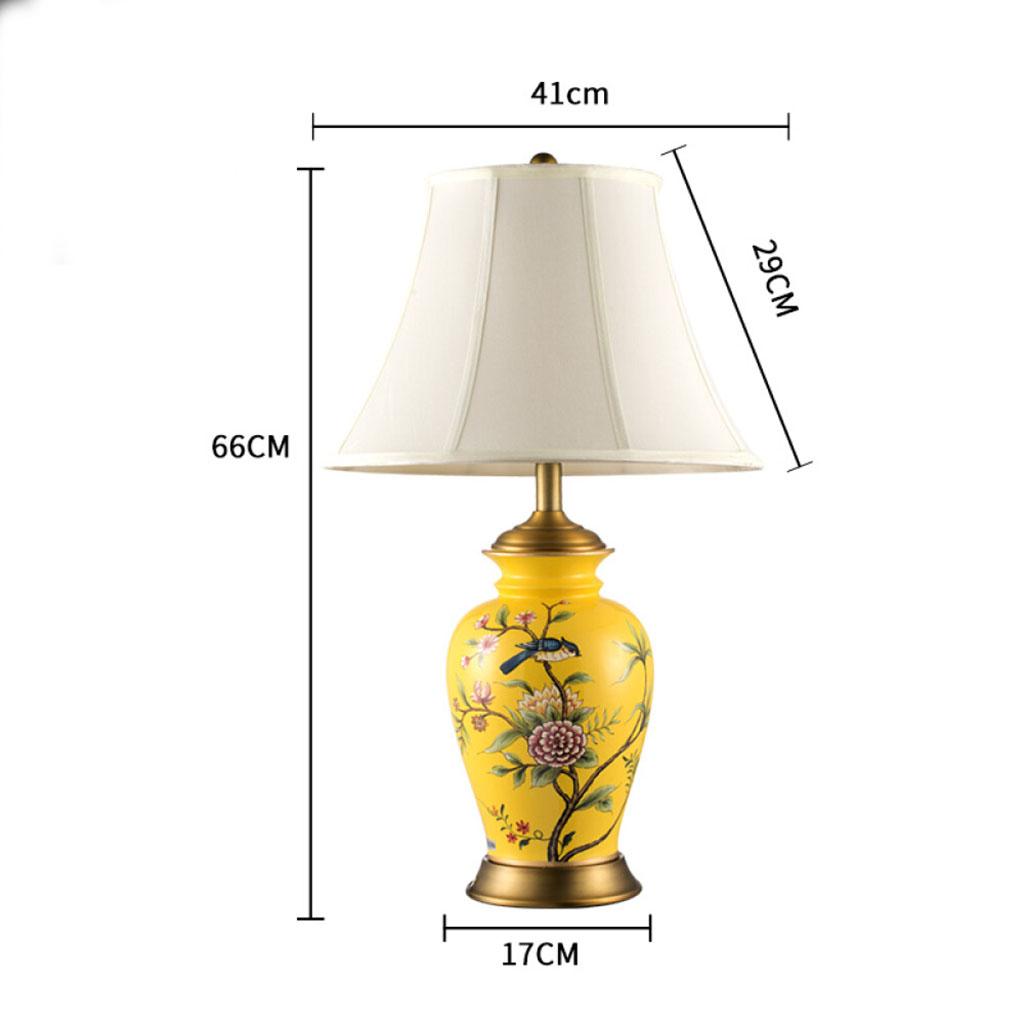 Ceramic Fabric Home Study Room Desk Light Bedroom Bedside Table Lamp 