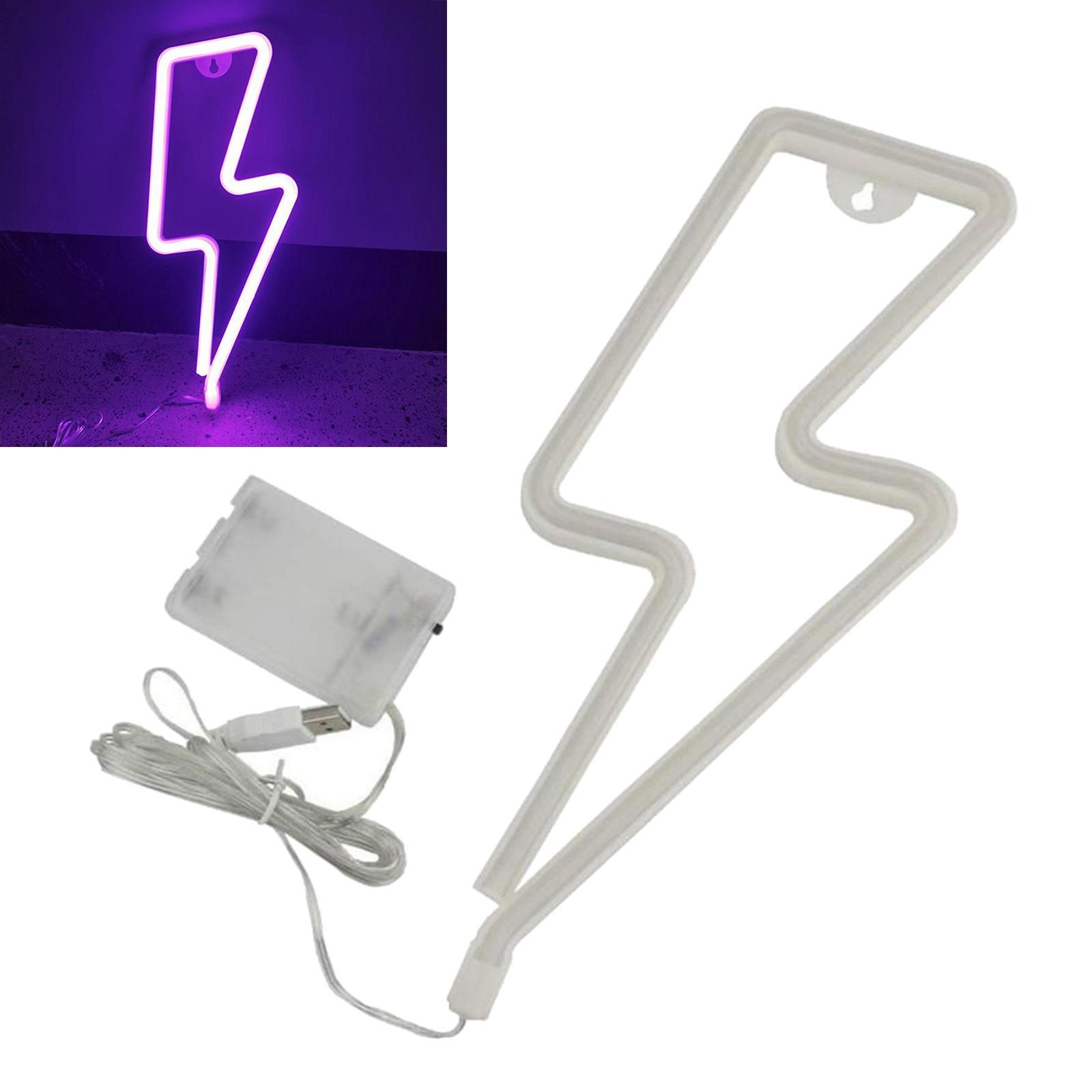 Lightning Neon Signs USB LED Night Light Wall Art Lights Purple