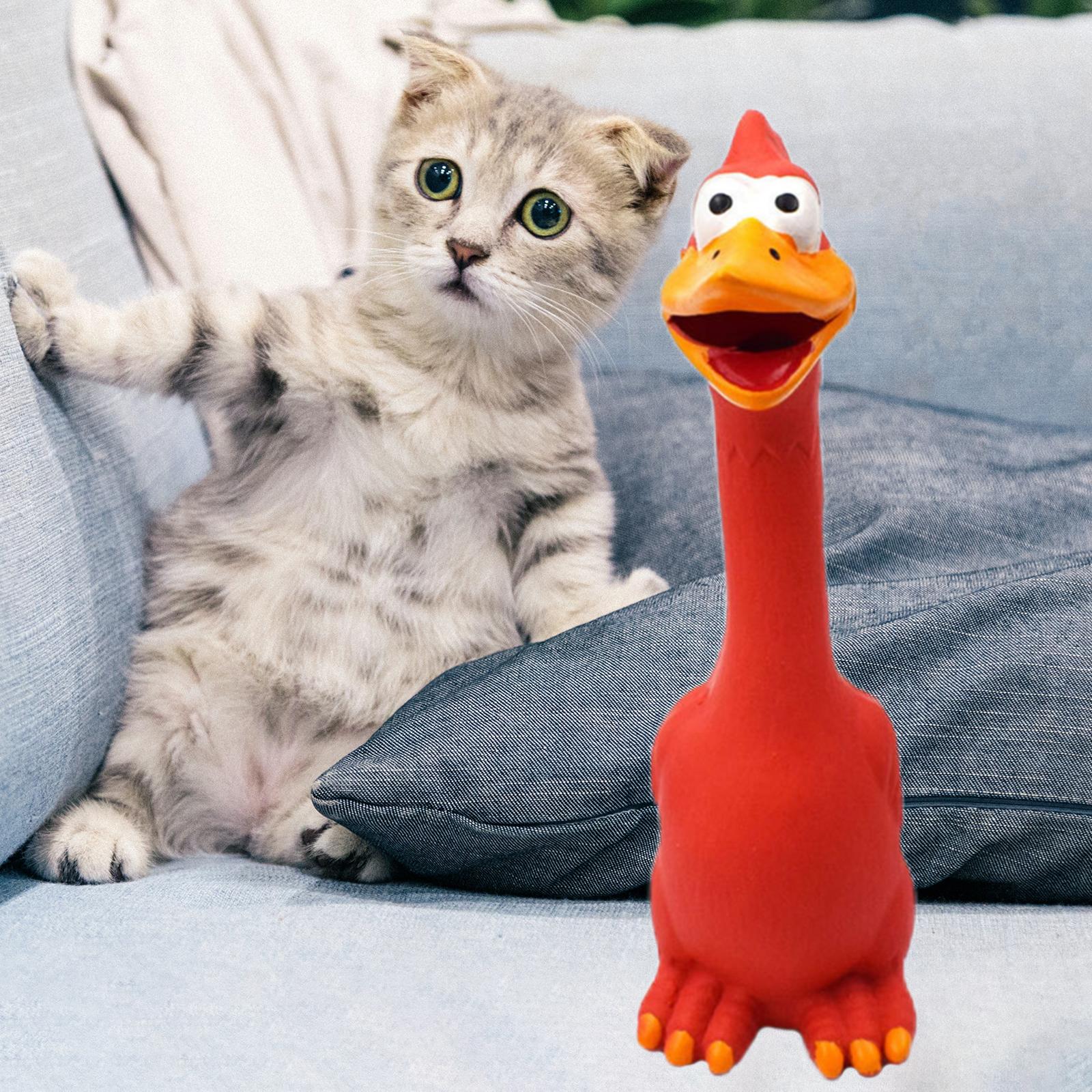 Novelty Funny Screaming Chicken Dog Cats Squeaker Interactive Toy Red
