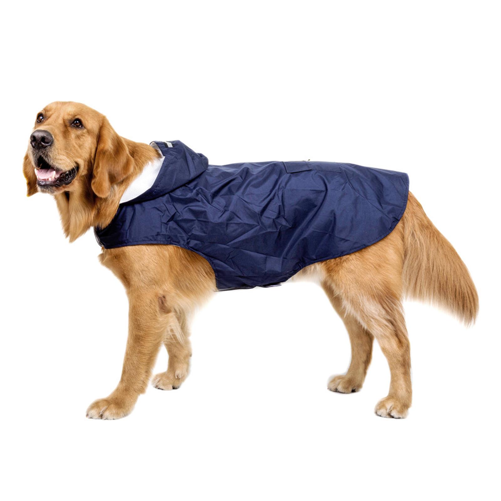 Reflective Strip Large Dog Raincoat Pet Poncho Rainwear Clothes Blue 6XL