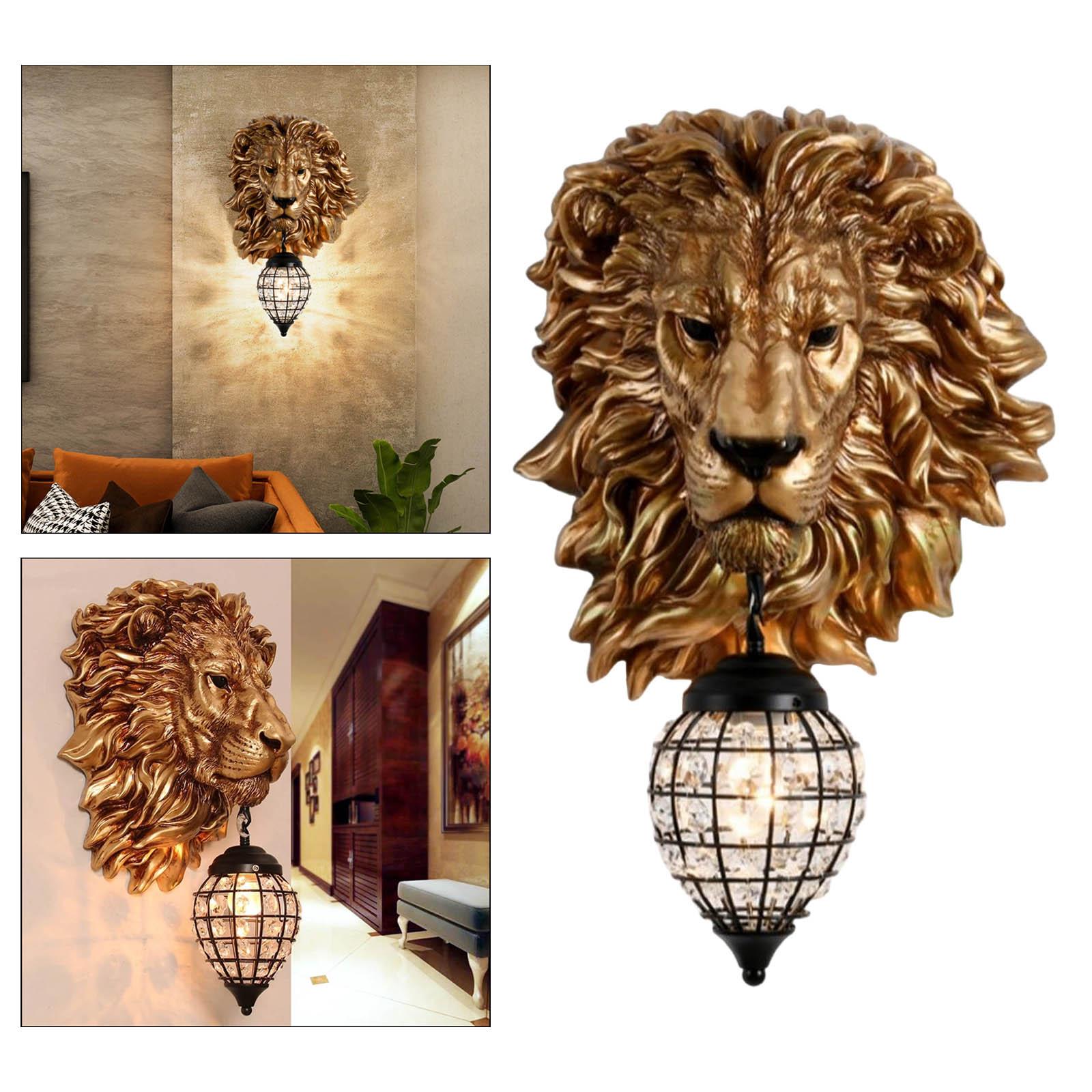 LED Wall Lamp Lighting Fixtures Home Wall Sconce Lights Gold Lion 45x22cm