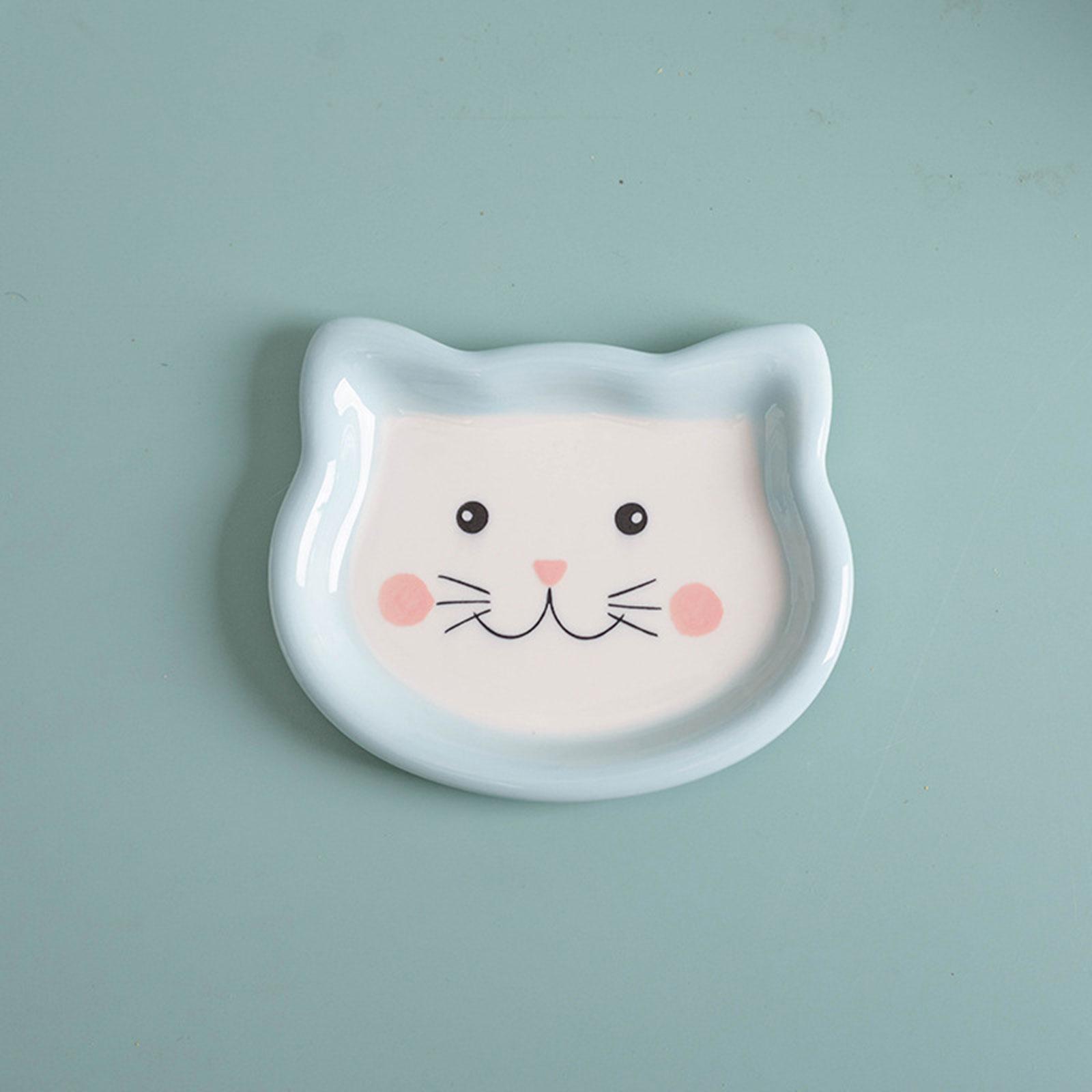 Cat Bowl Dish Pet Feeding Plate Chinchilla Bowl Small Ceramics blue