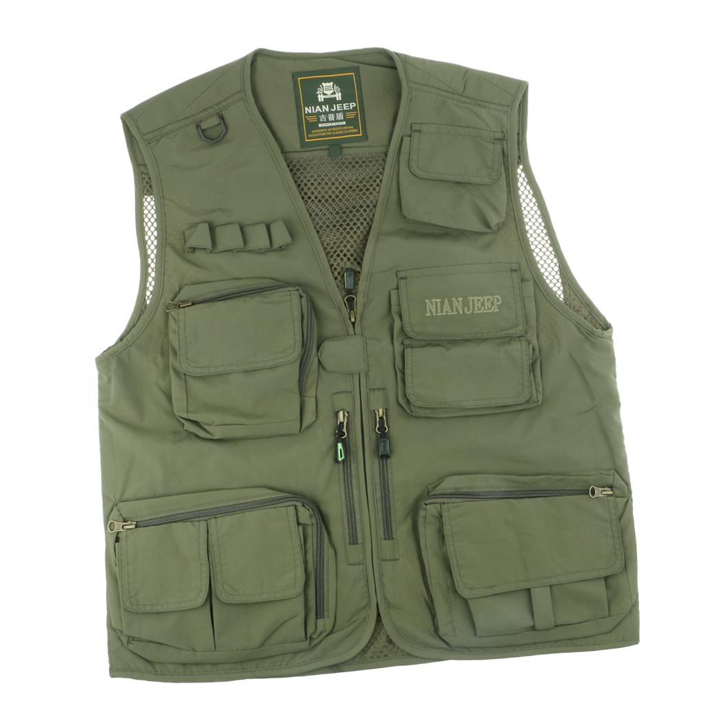 Men's Multi Pocket Camera Outdoor Travelers Fishing Photography Vest 3XL