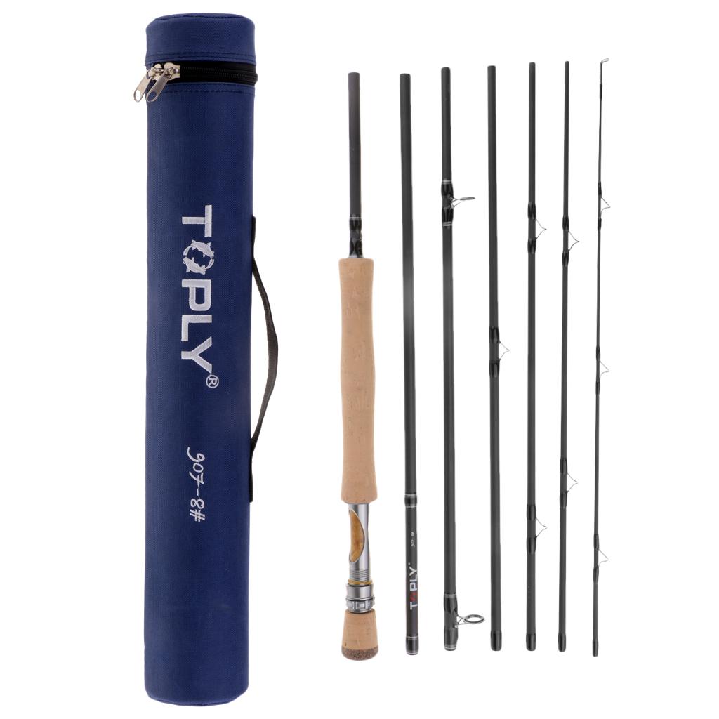 Fly Rod High Performance 7 piece Fast Action 46T Carbon Fly Fishing Rod with Rod Tube