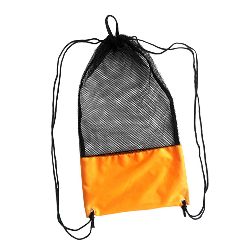 Scuba Diving Snorkel Fins Mesh Drawstring Gear Bag Backpack & Shoulder Strap 