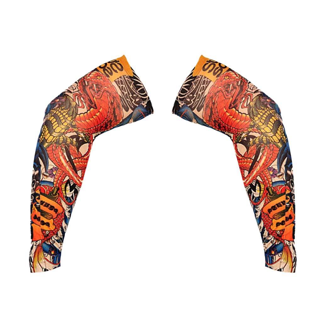 1 Pair Temporary Fake Slip On Tattoo Arm Sleeves Sun Protection