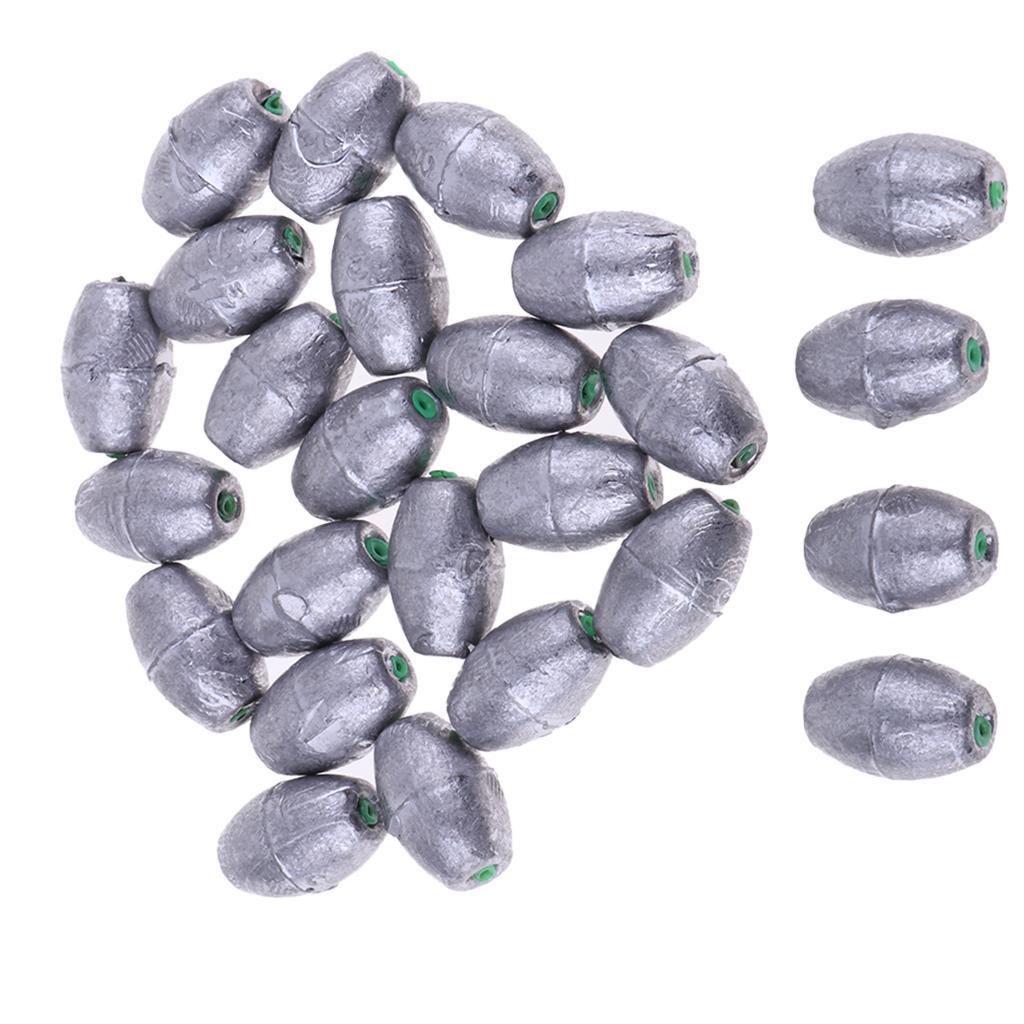 25pcs Fishing Lead Weights Sinker Carp Fishing Tackle Olive Shape Any