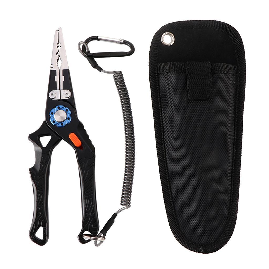 Multifunctional Long Nose Fishing Plier Hook Remover Wire Line Cutter Black