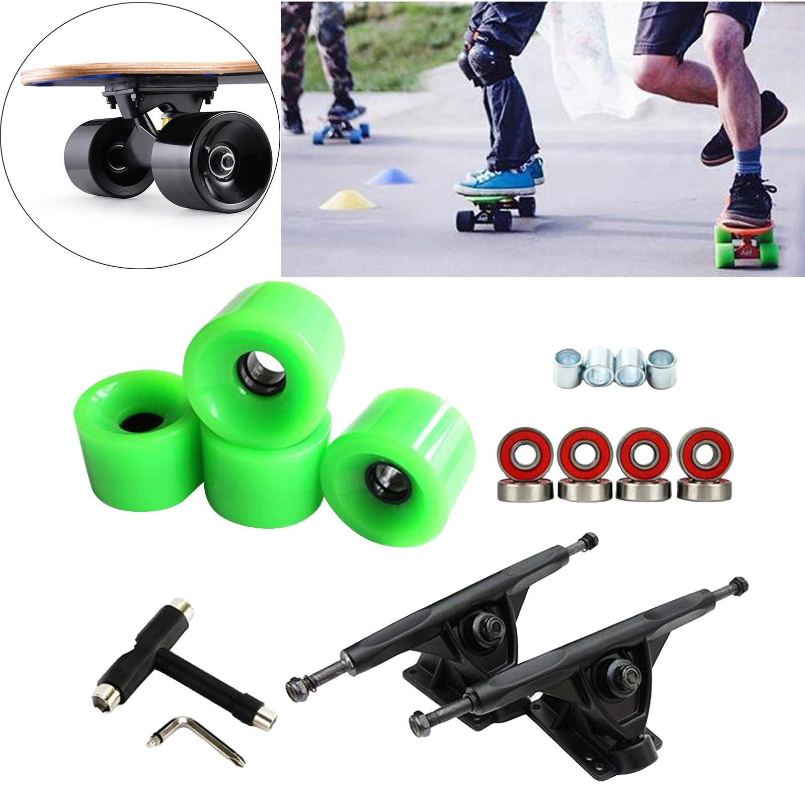 Alloy Solid Skateboard Truck 7'' Wheel Wrench Roller Part Black Green