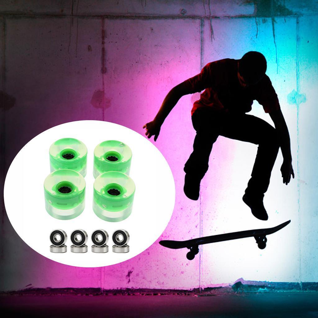 4Pcs Luminous Skateboard Wheels Flash Longboard Wheel Replacement Green