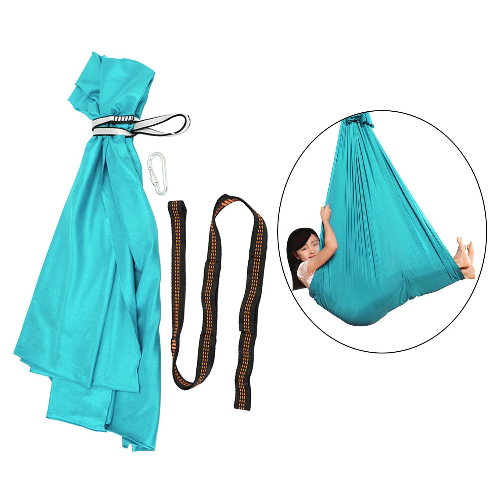 Kids Swing Hammock Hanging Pod Sensory Swing Carabiner Light Blue