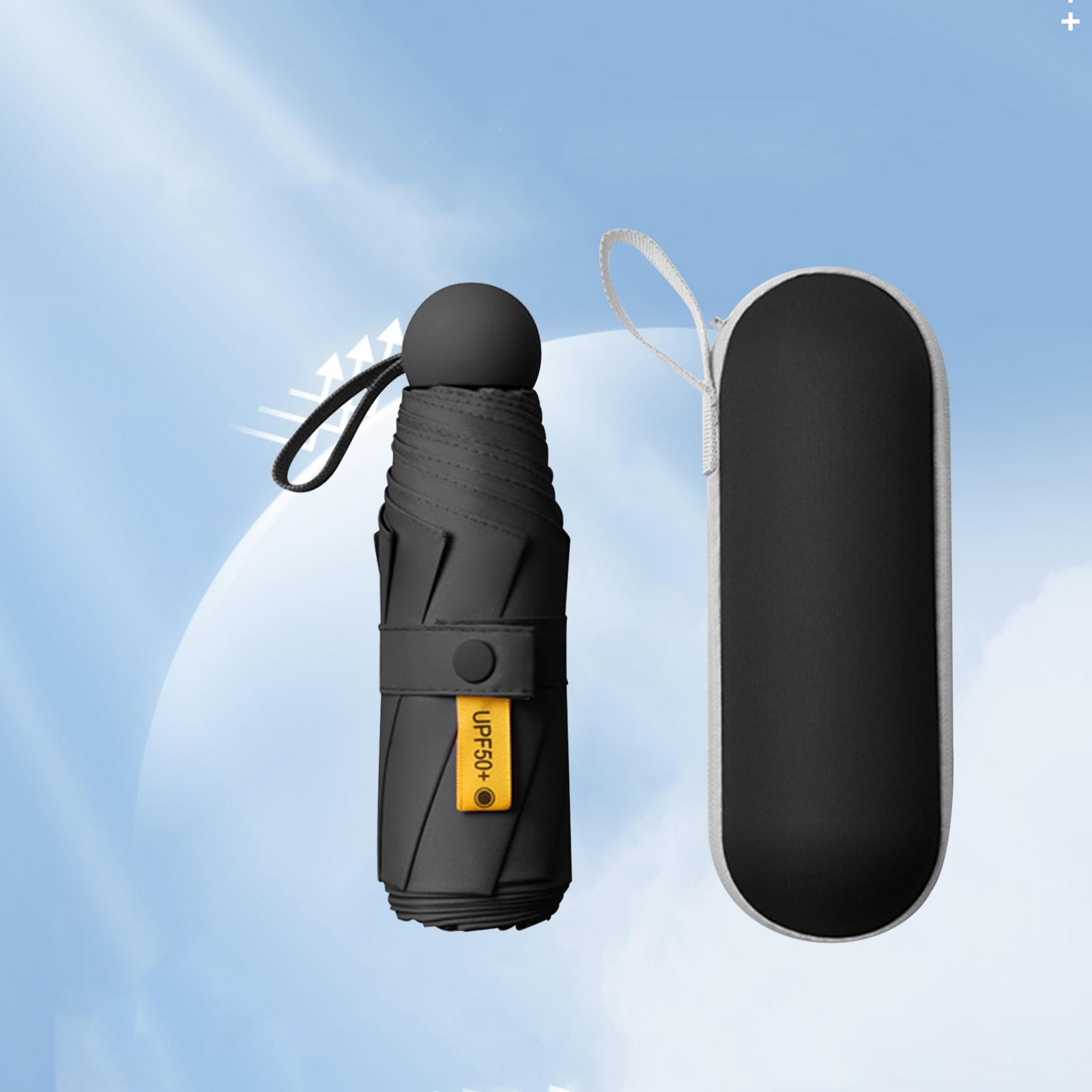 Mini Umbrella Tiny UV Umbrella Purse Umbrellas Windproof Durable Collapsible Black