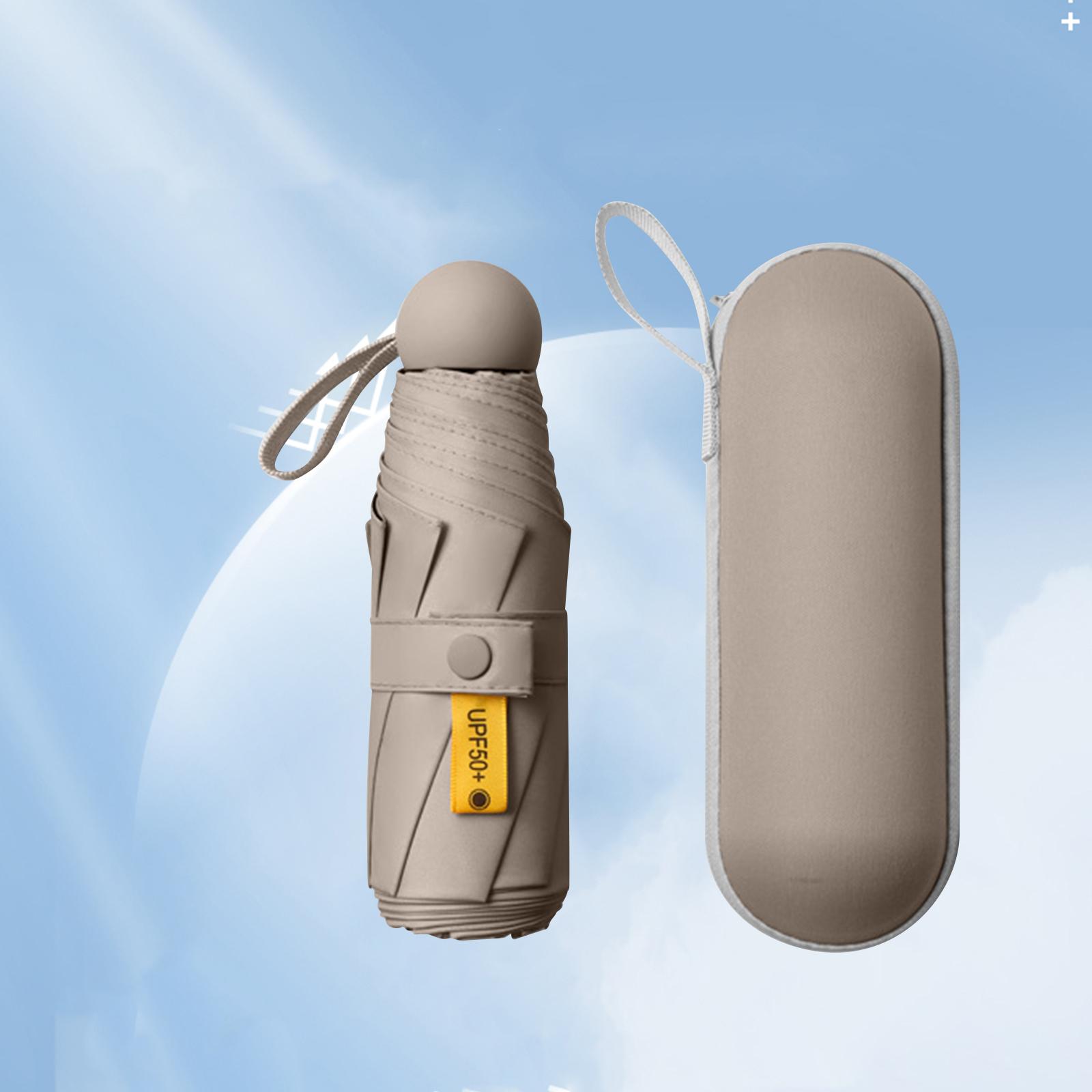 Mini Umbrella Tiny UV Umbrella Purse Umbrellas Windproof Durable Collapsible Khaki