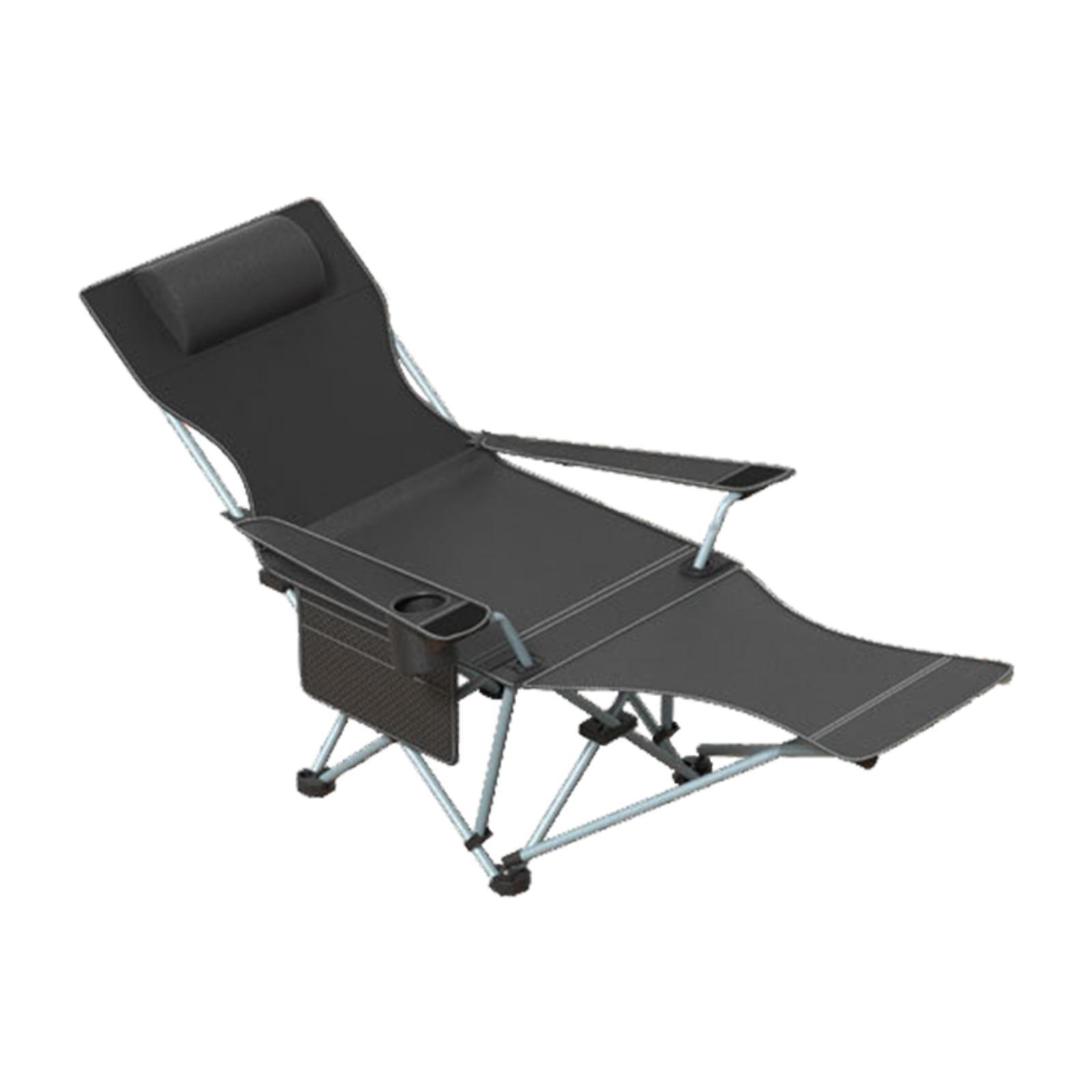 Camping Lounge Chair with Footrest Adjustable Armchair Folding Camping Chair Black